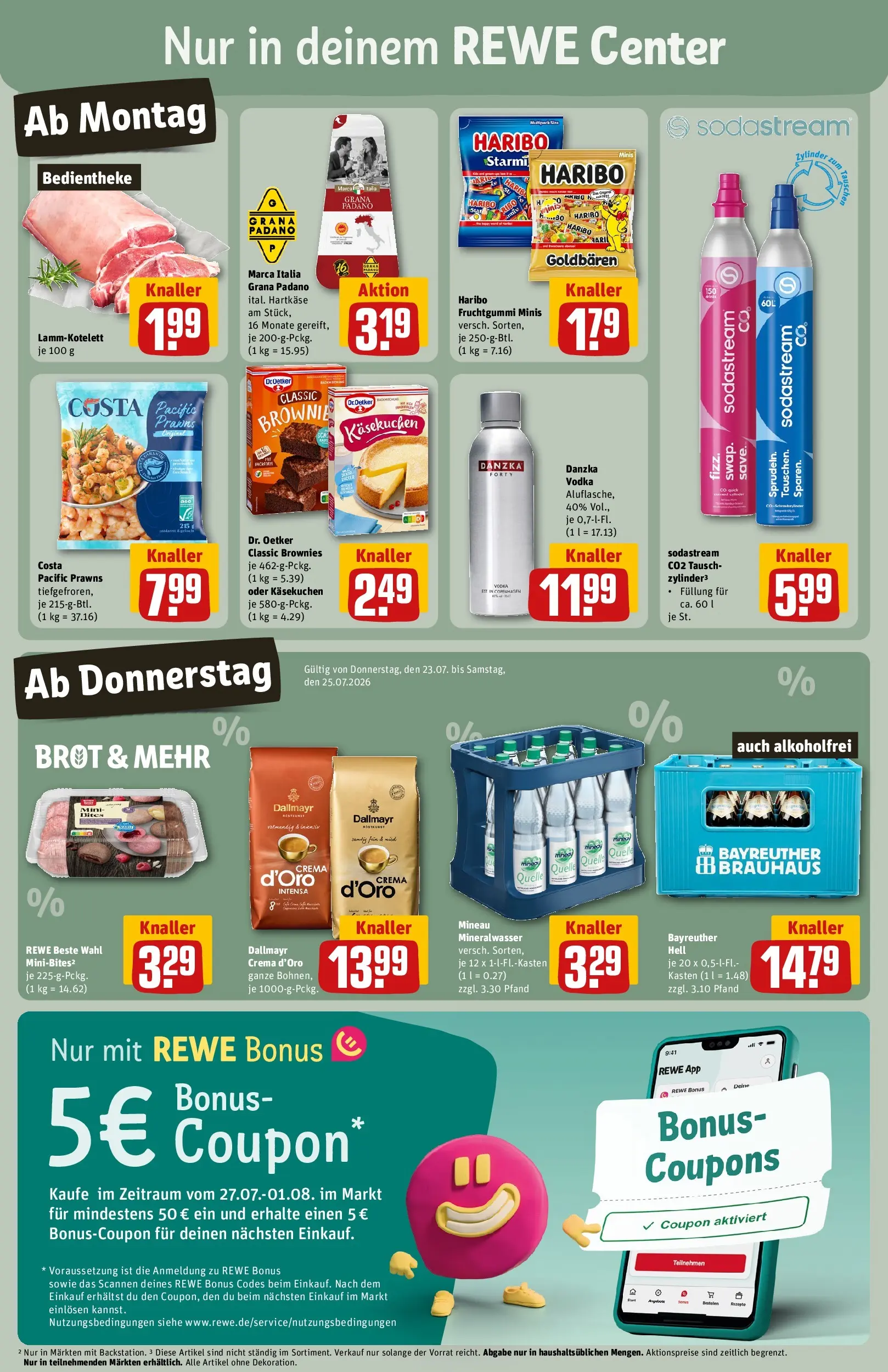 REWE Prospekt ab 20.07.2026 zum Blättern » Angebote | Seite: 3 | Produkte: Mineralwasser, Dallmayr, Brot, Vodka
