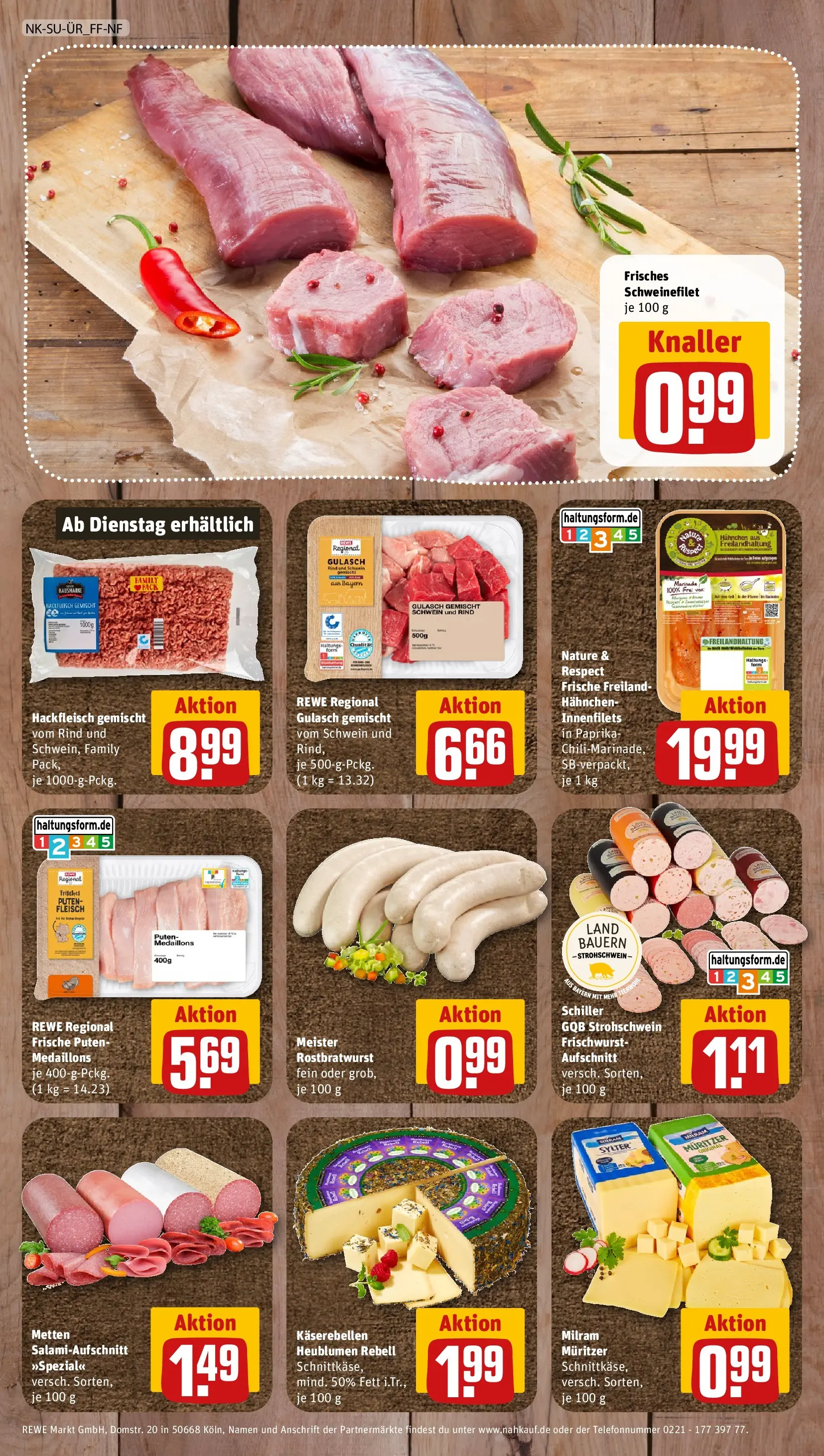 REWE Prospekt ab 20.07.2026 zum Blättern » Angebote | Seite: 8 | Produkte: Schweinefilet, Paprika, Gulasch, Hackfleisch