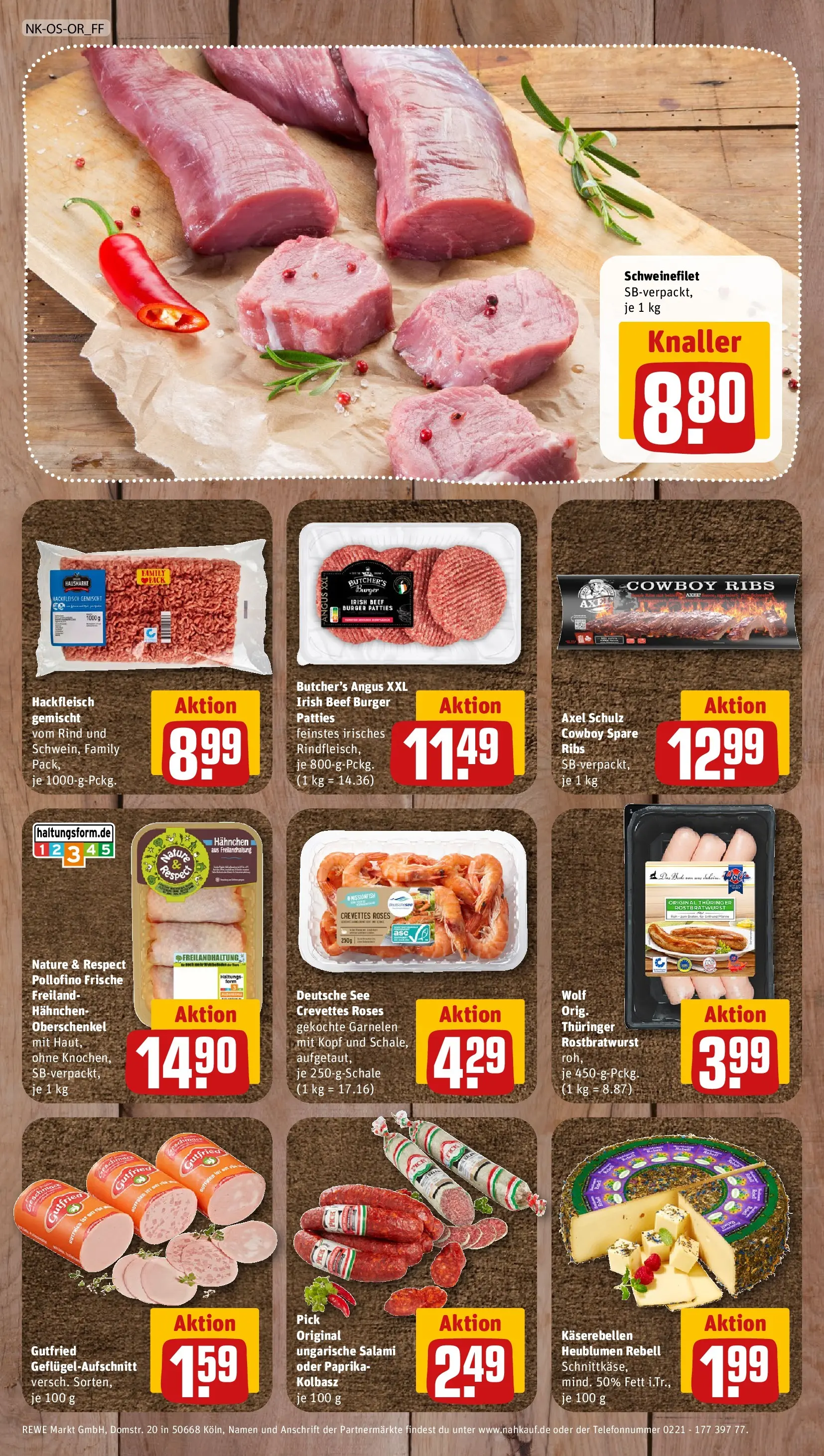 REWE Prospekt ab 20.07.2026 zum Blättern » Angebote | Seite: 8 | Produkte: Burger, Garnelen, Schweinefilet, Hackfleisch