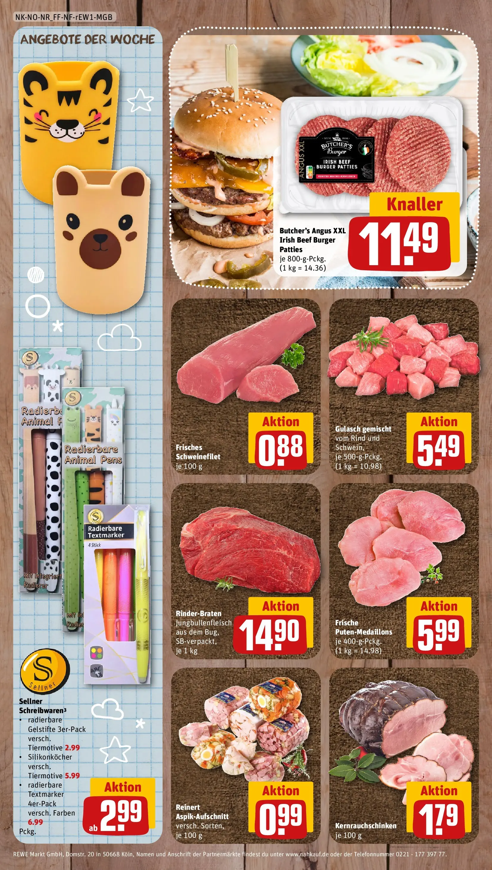 REWE Prospekt ab 20.07.2026 zum Blättern » Angebote | Seite: 12 | Produkte: Rinderbraten, Burger, Schweinefilet, Gulasch