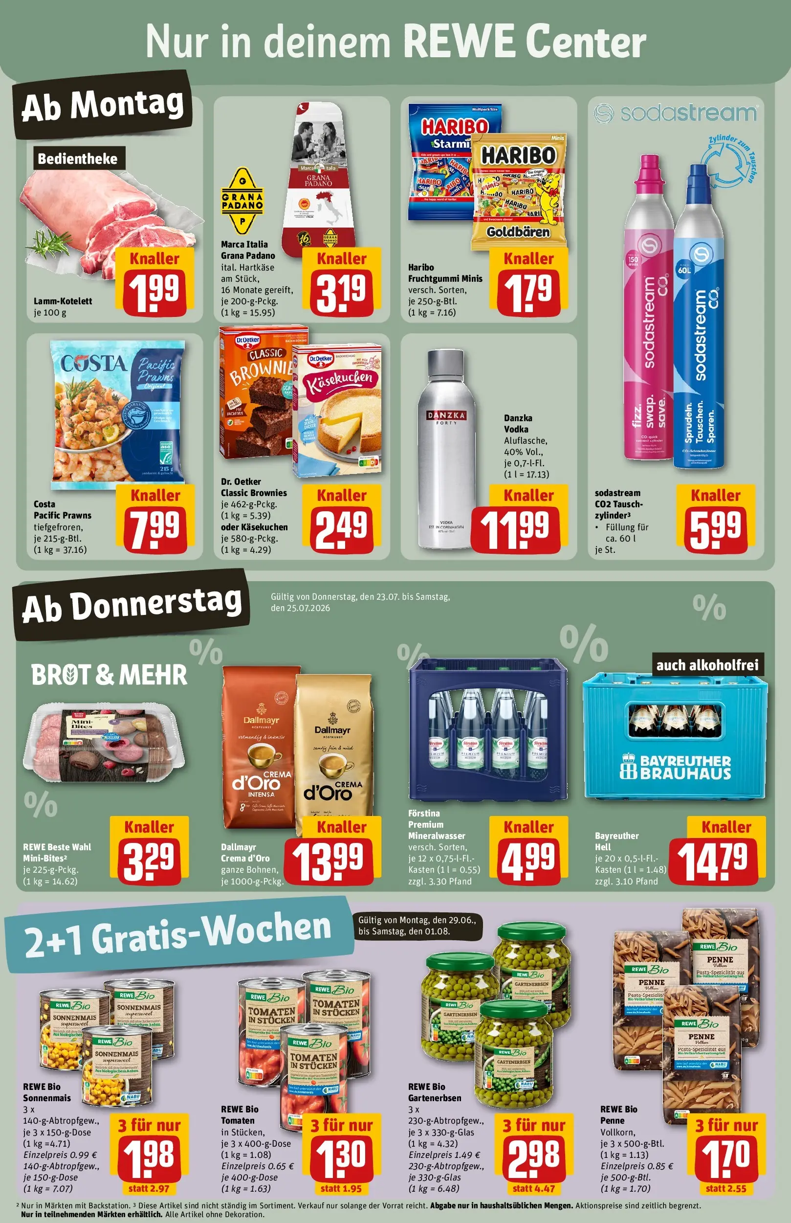 REWE Prospekt ab 20.07.2026 zum Blättern » Angebote | Seite: 3 | Produkte: Bayreuther hell, Haribo, Dallmayr, Sodastream