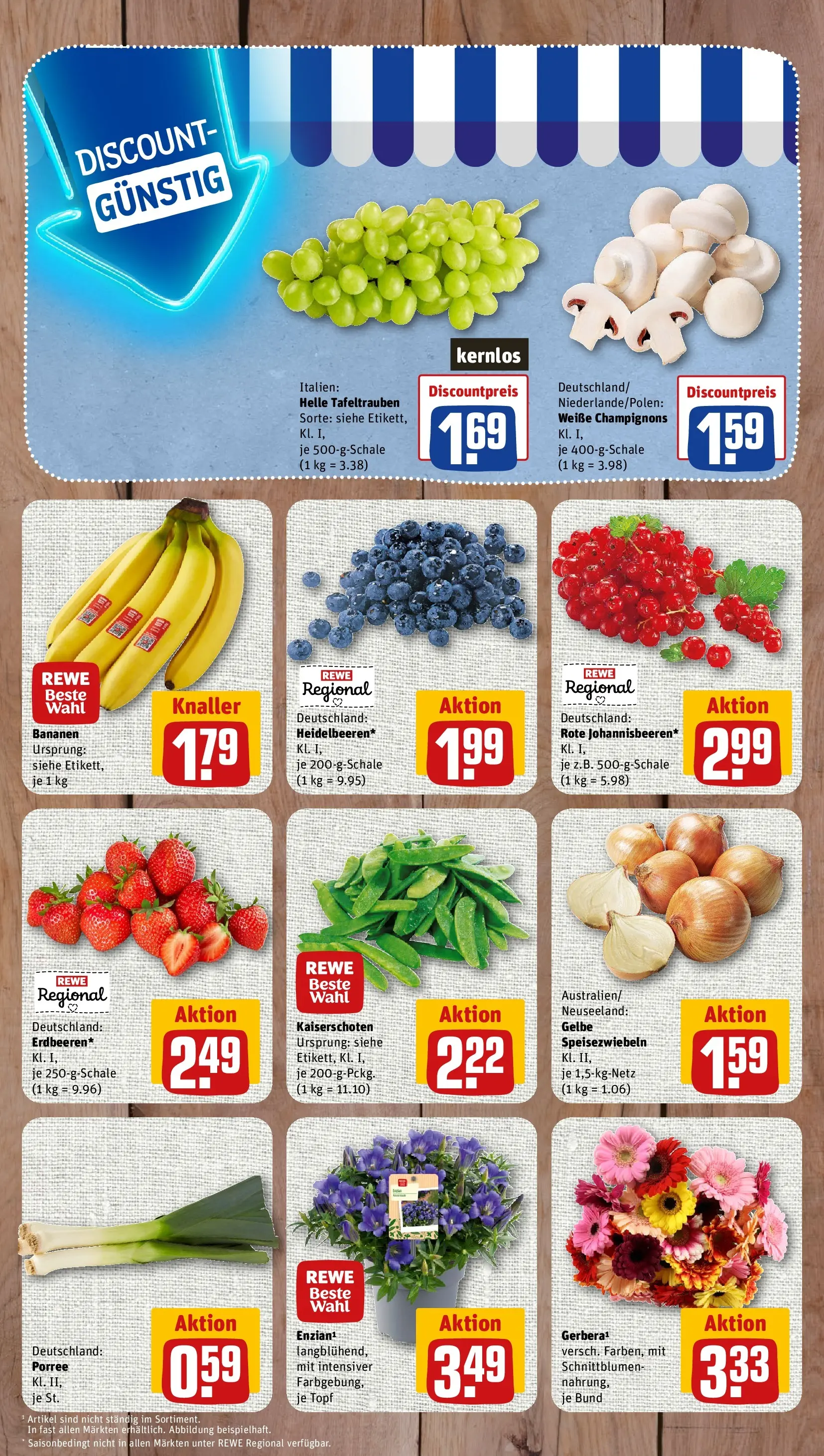 REWE Prospekt ab 20.07.2026 zum Blättern » Angebote | Seite: 3 | Produkte: Bananen, Champignons