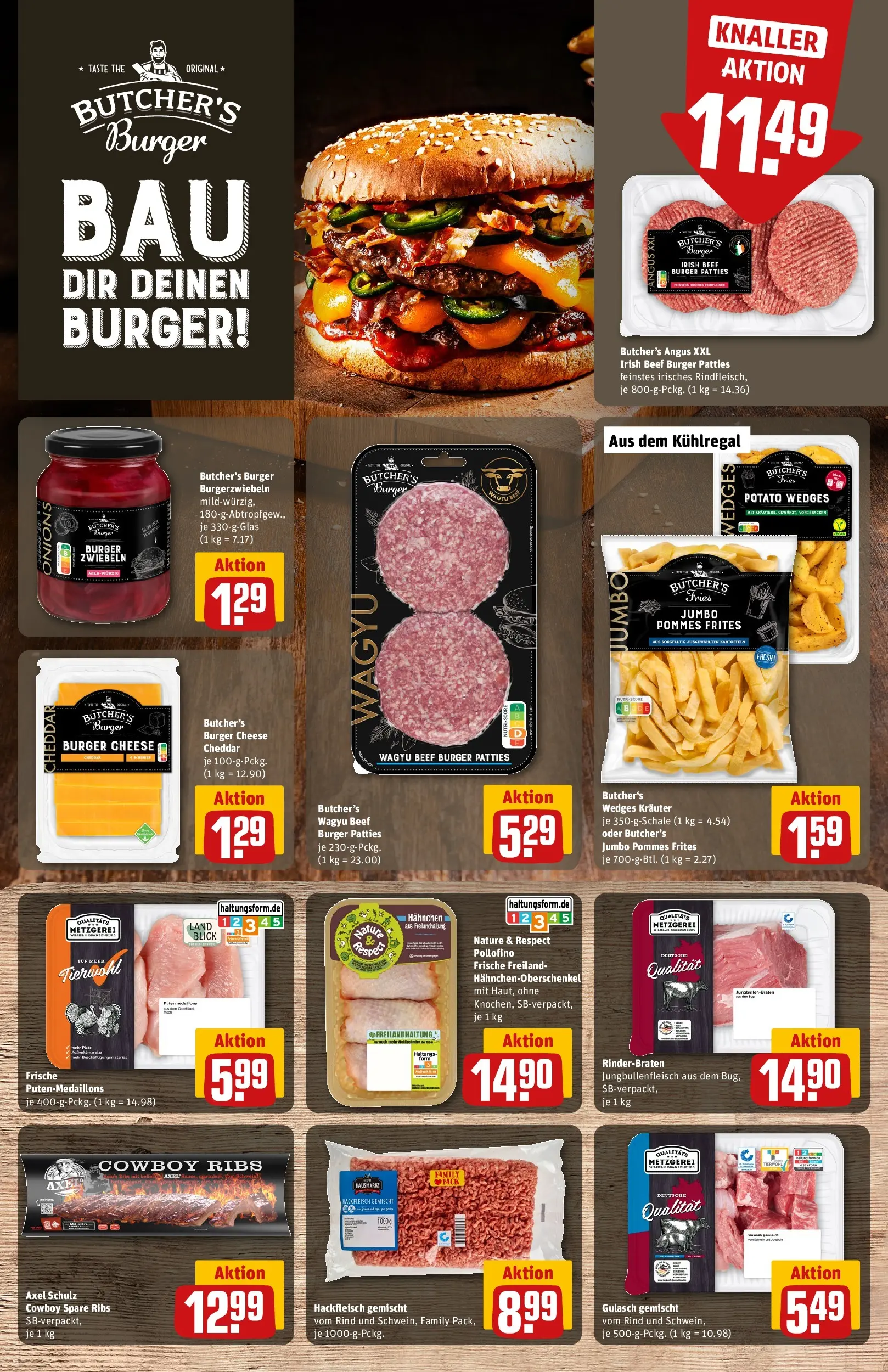 REWE Prospekt ab 20.07.2026 zum Blättern » Angebote | Seite: 11 | Produkte: Pommes, Spare ribs, Zwiebeln, Gulasch