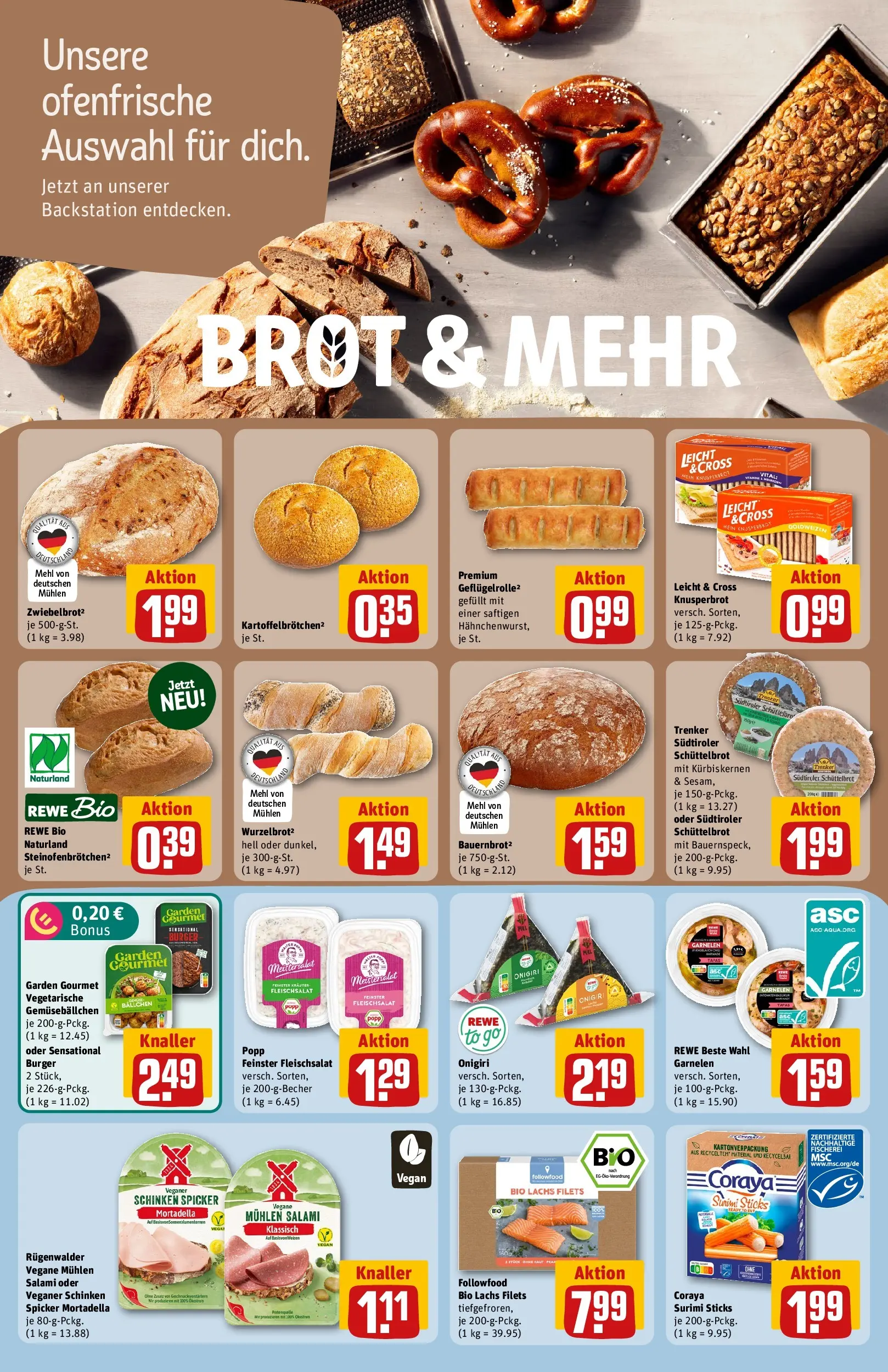 REWE Prospekt ab 20.07.2026 zum Blättern » Angebote | Seite: 14 | Produkte: Garnelen, Ofenfrische, Lachs, Salami