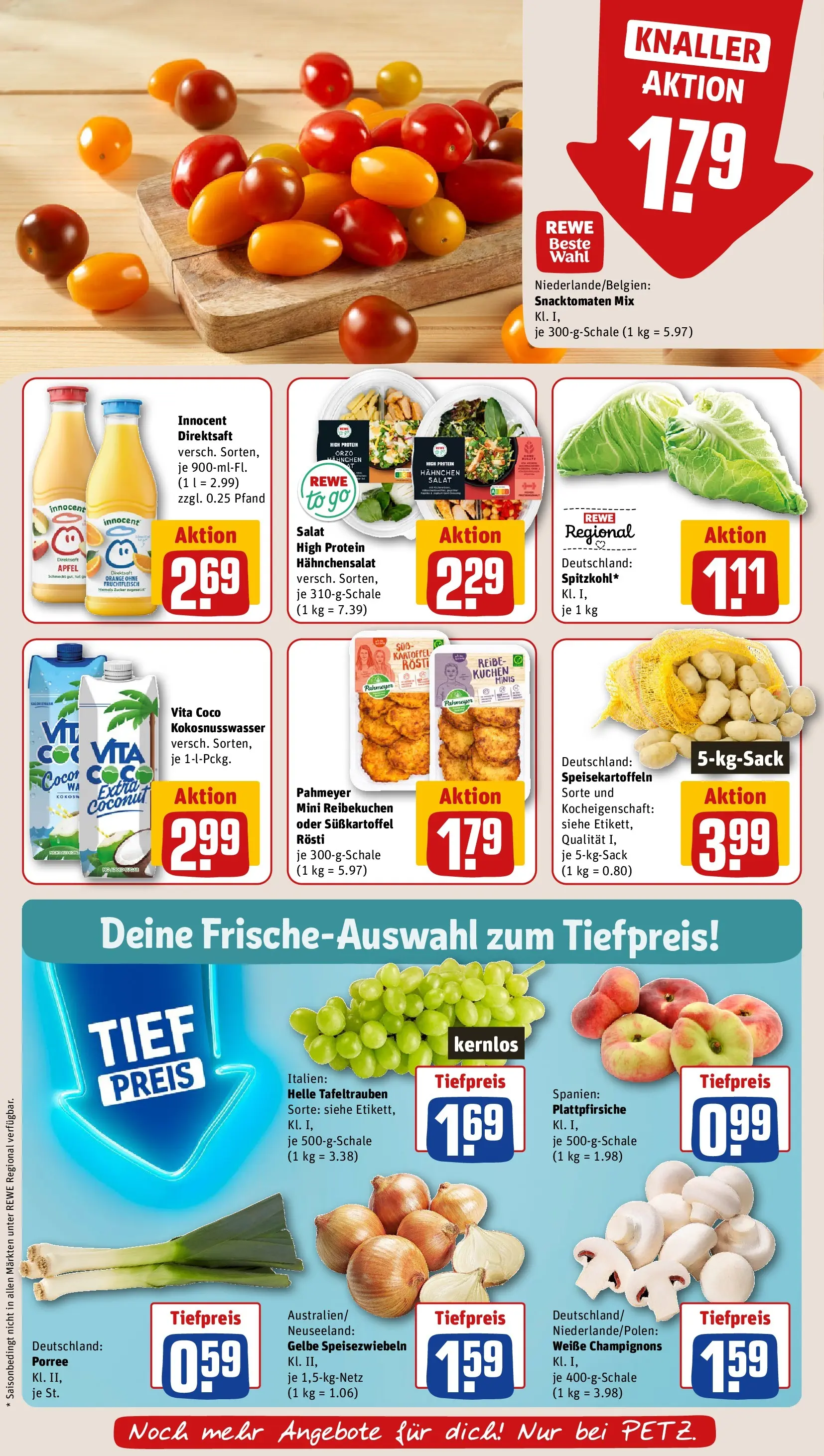 REWE Prospekt ab 20.07.2026 zum Blättern » Angebote | Seite: 8 | Produkte: Hahnchen, Zucker, Kuchen, Salat