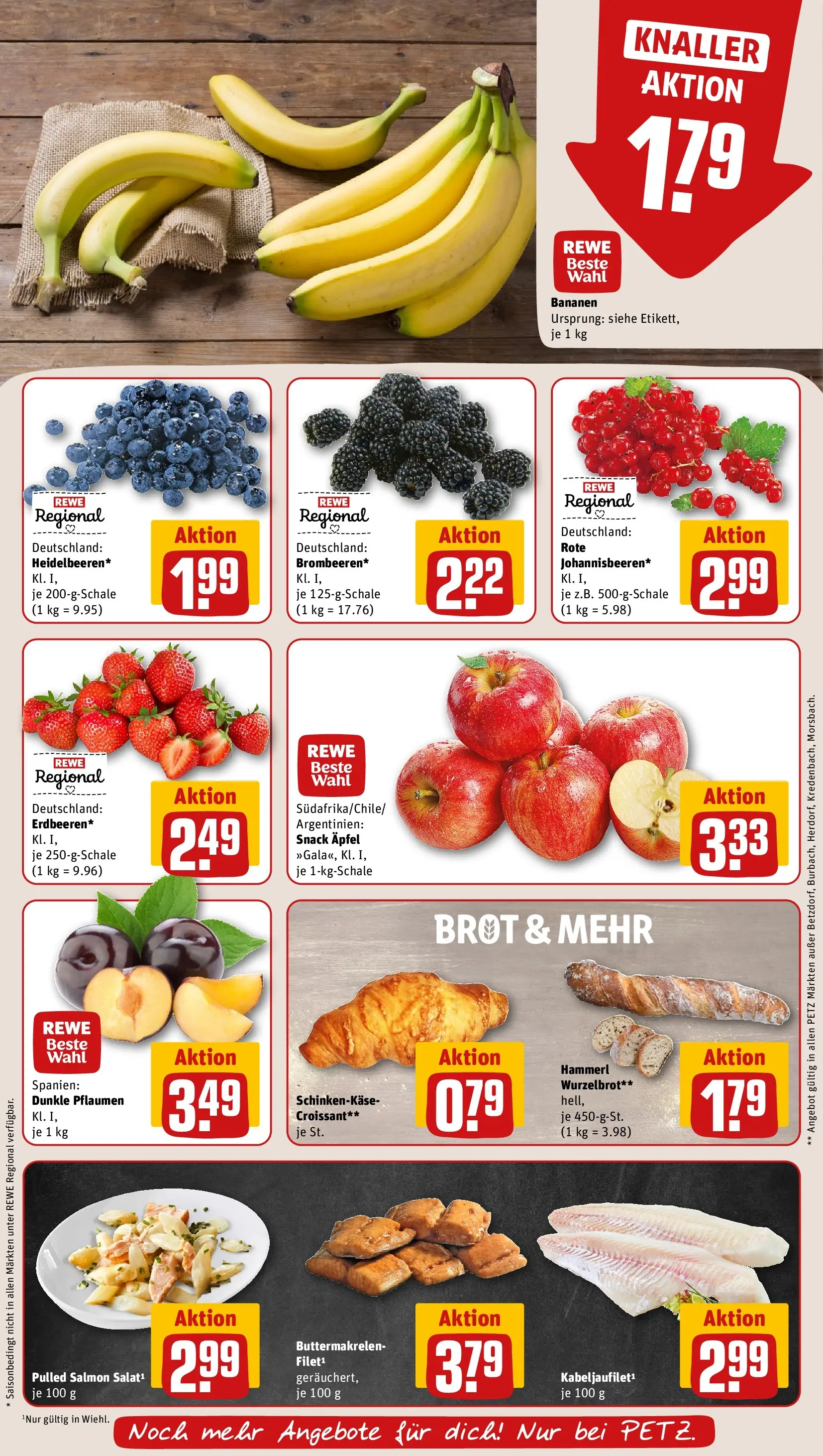 REWE Prospekt ab 20.07.2026 zum Blättern » Angebote | Seite: 9 | Produkte: Äpfel, Bananen, Croissant, Brot