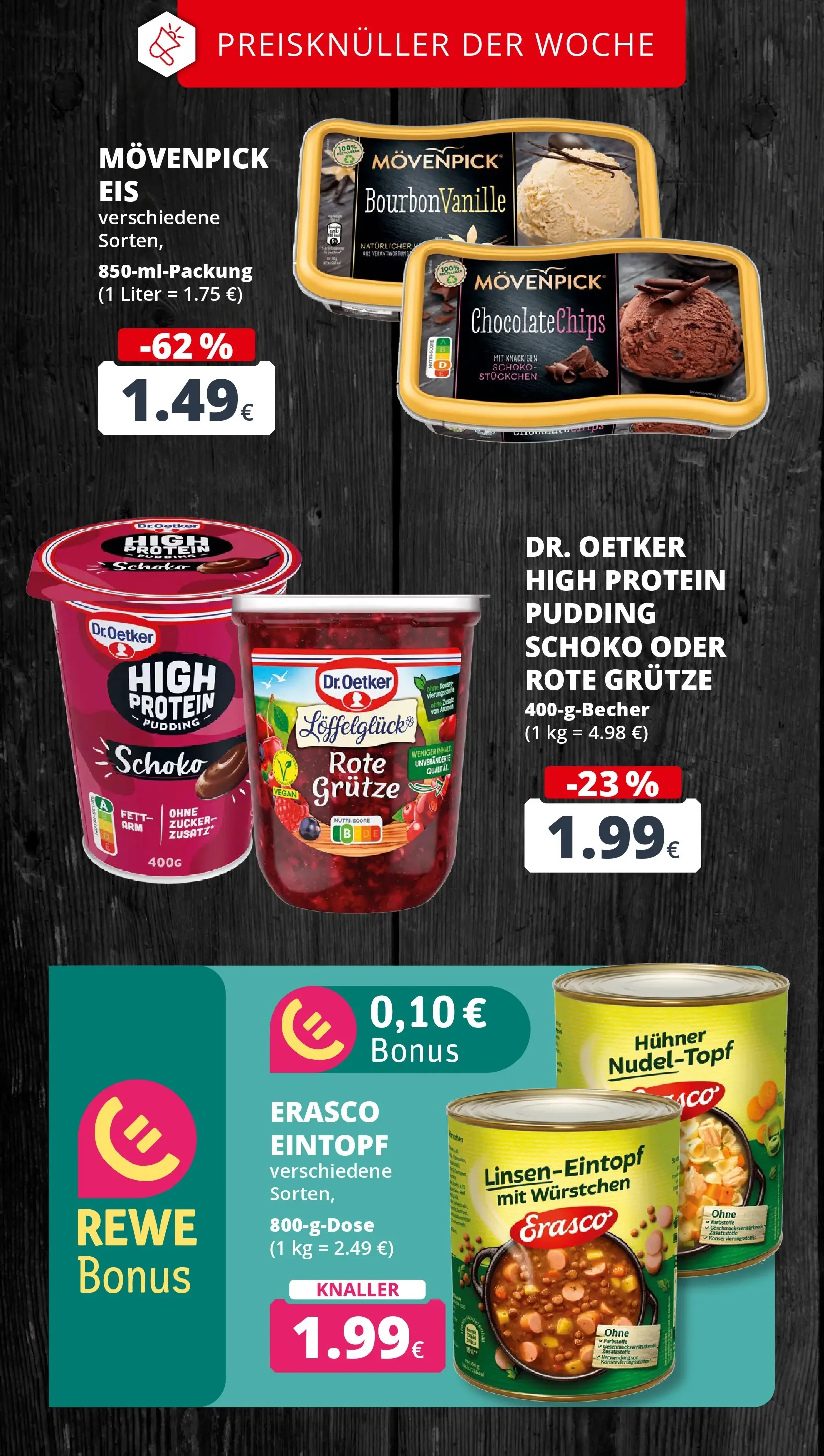 REWE Prospekt ab 20.07.2026 zum Blättern » Angebote | Seite: 3 | Produkte: High protein pudding, Pudding, Zucker, Erasco