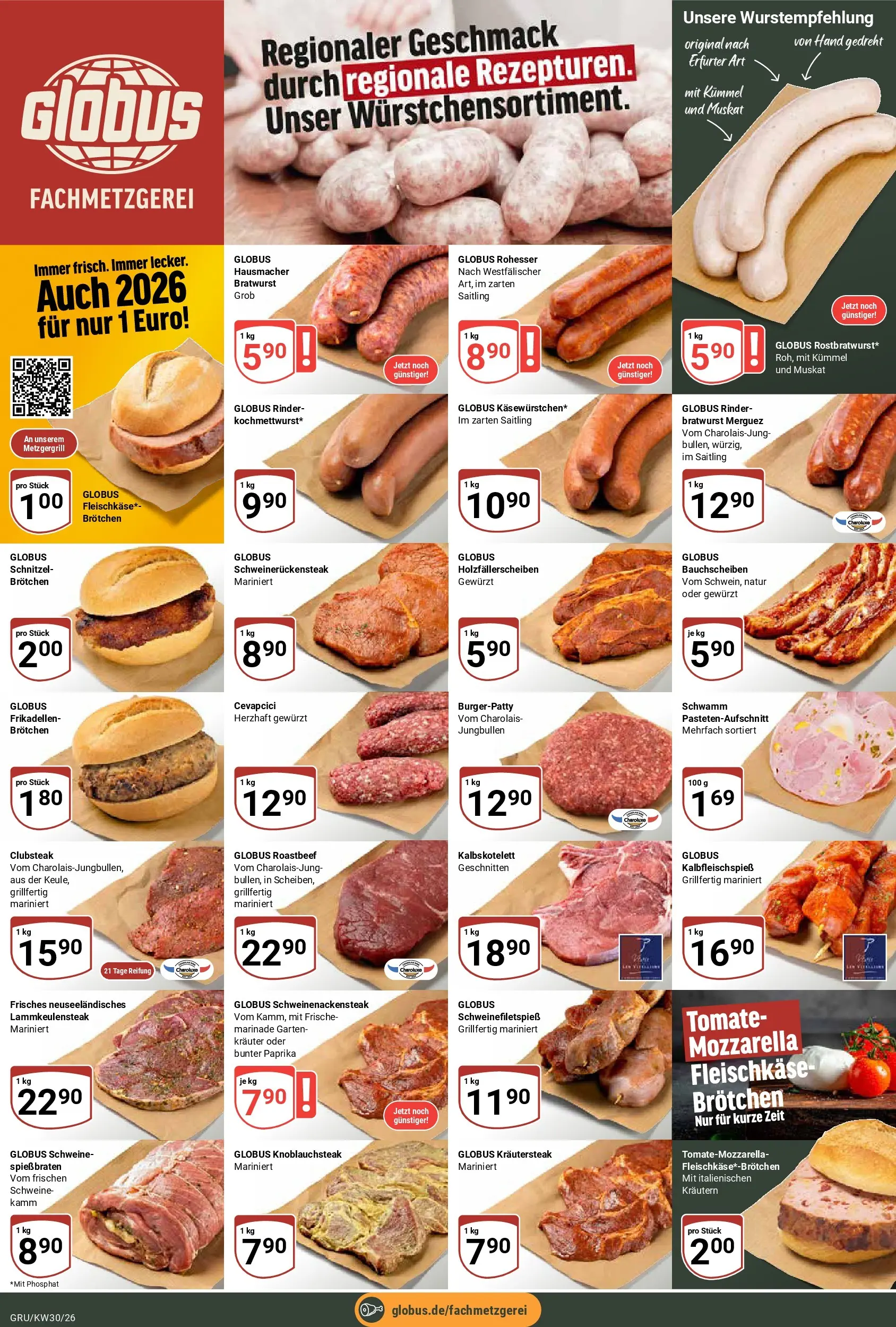 Globus Prospekt Grünstadt (ab 20.07.2026) » Angebote online | Seite: 7 | Produkte: Mozzarella, Cevapcici, Schnitzel, Roastbeef
