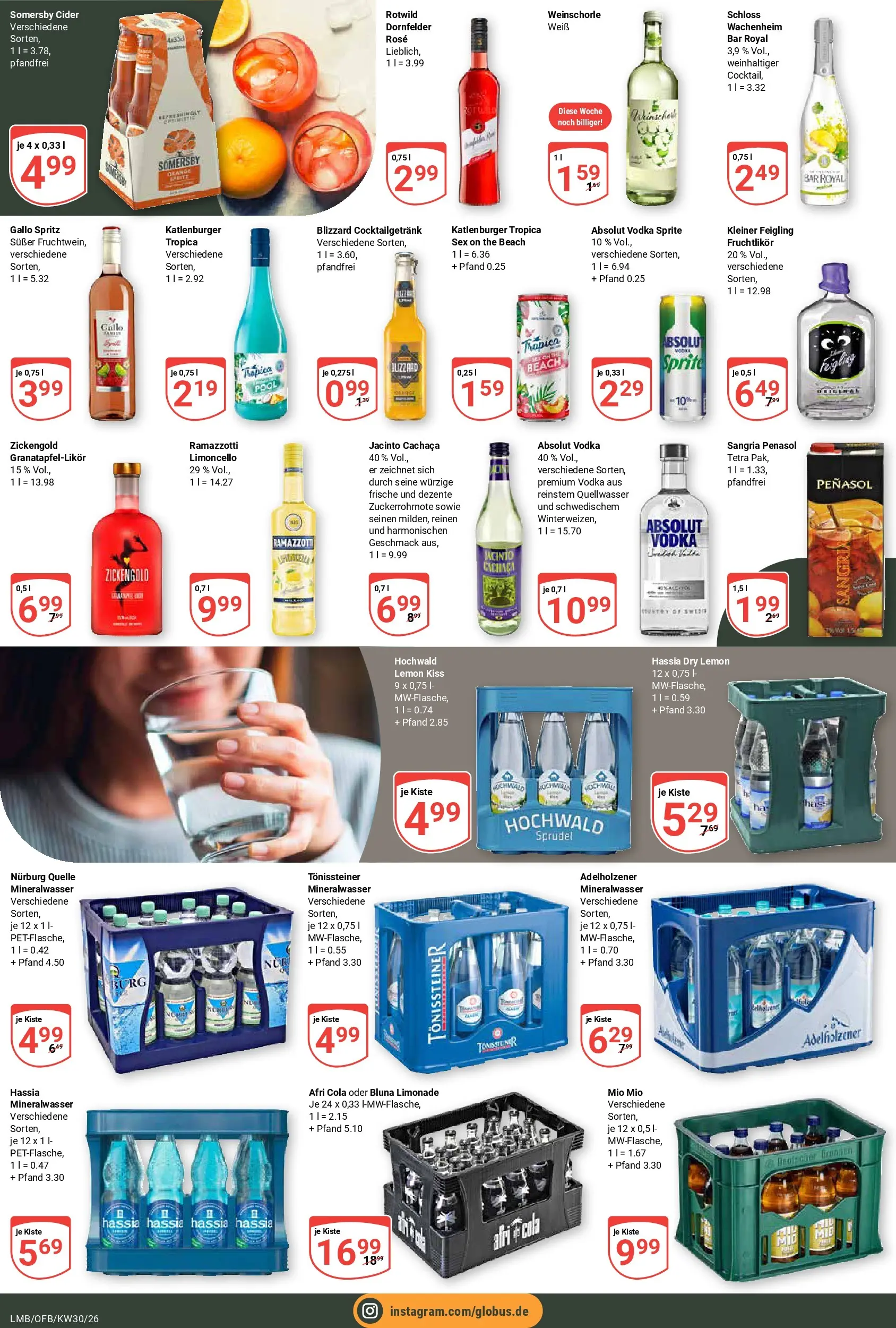 Globus Prospekt Limburg (ab 20.07.2026) » Angebote online | Seite: 14 | Produkte: Limonade, Weinschorle, Vodka, Ramazzotti