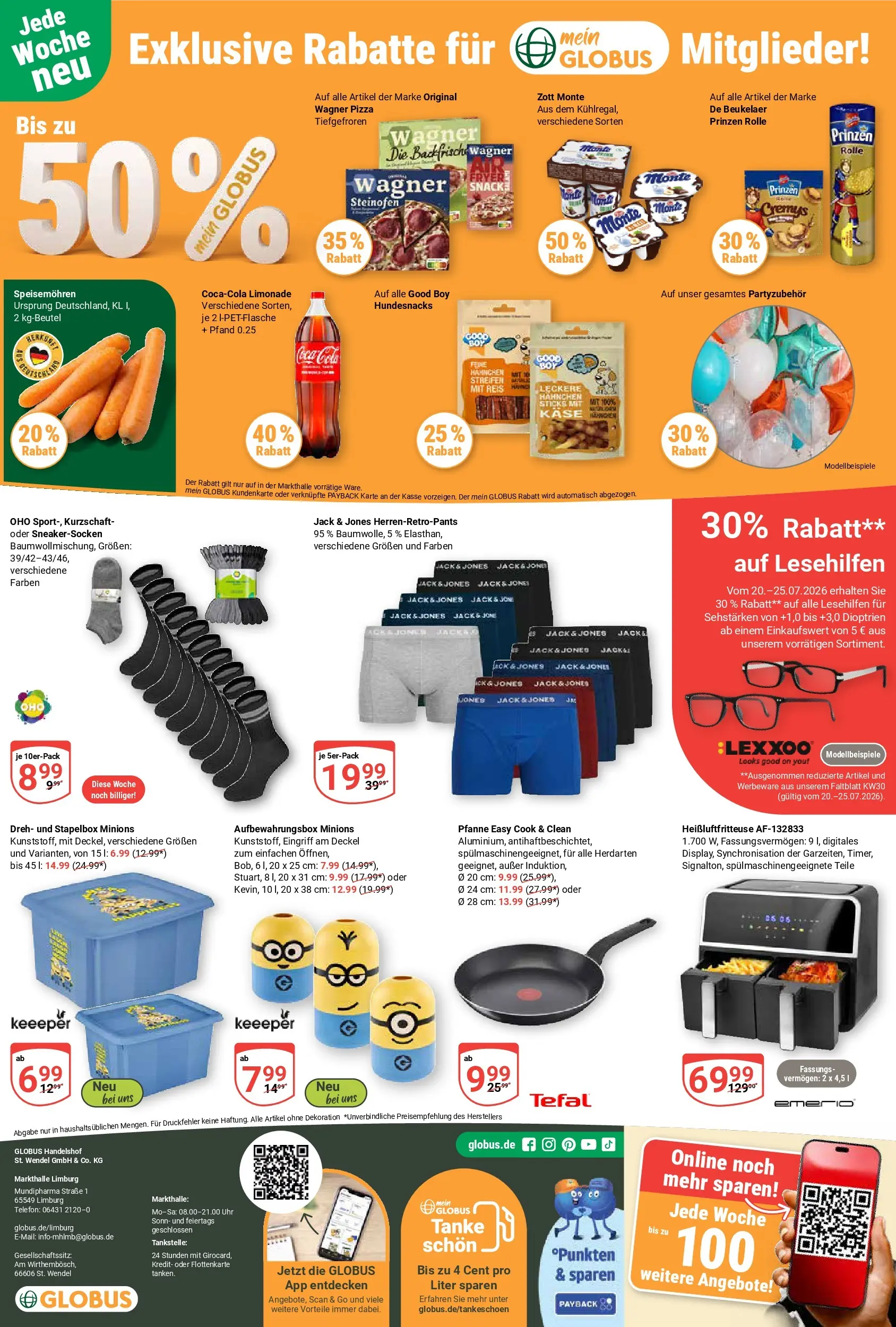 Globus Prospekt Limburg (ab 20.07.2026) » Angebote online | Seite: 23 | Produkte: Limonade, Wagner pizza, Pizza, Uhr