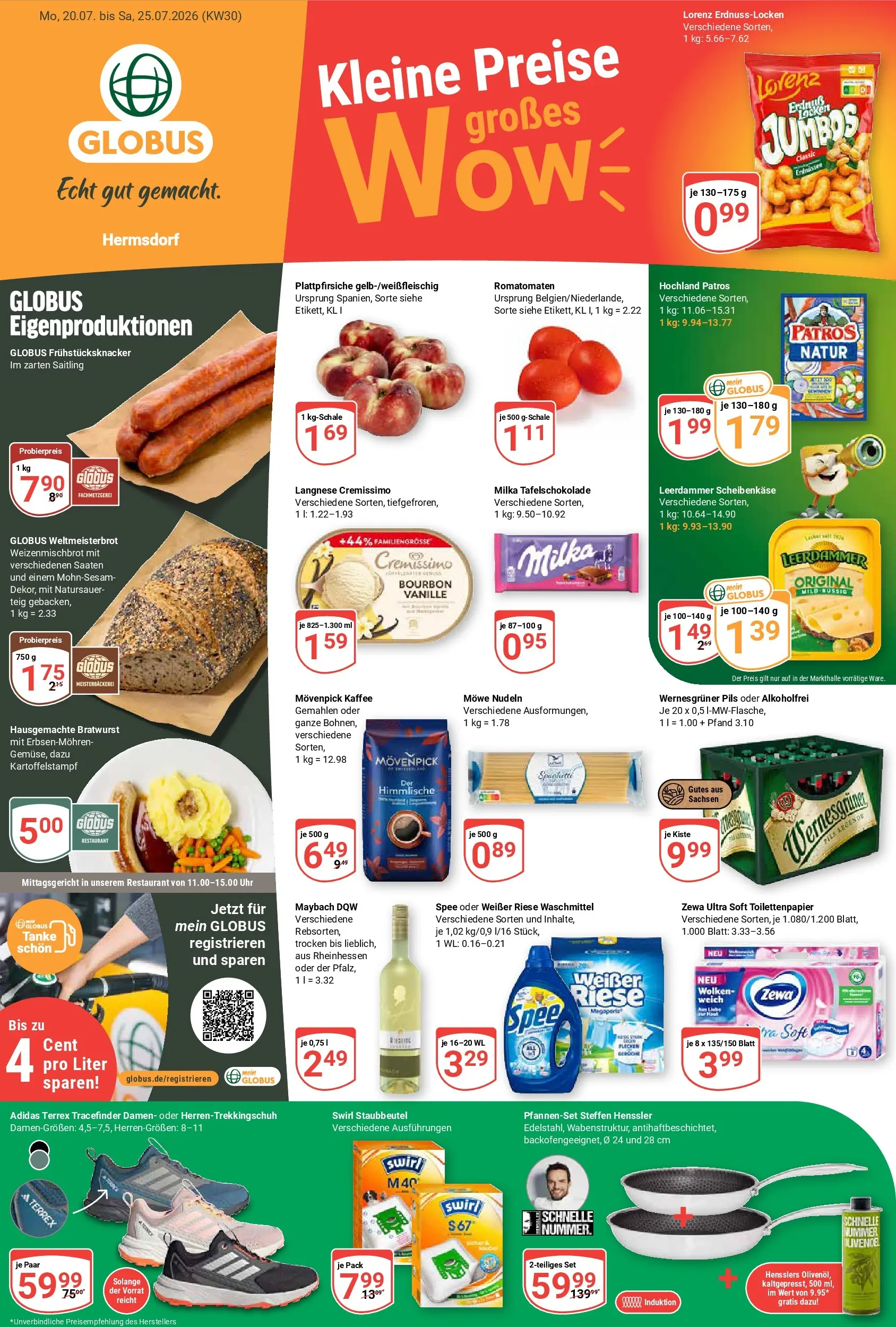 Globus Prospekt Hermsdorf (ab 20.07.2026) » Angebote online | Seite: 1 | Produkte: Patros, Movenpick kaffee, Bourbon, Uhr
