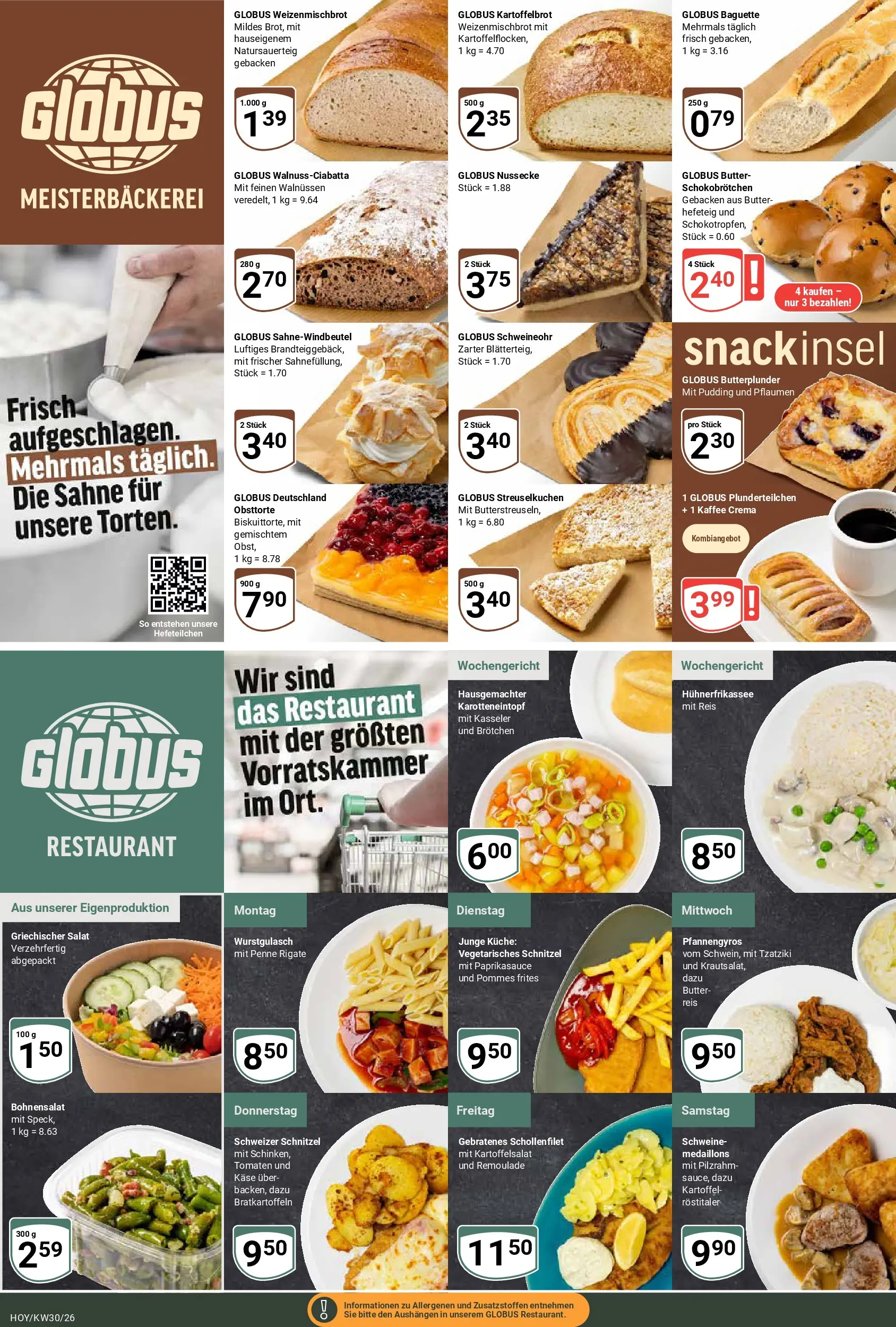 Globus Prospekt Hoyerswerda (ab 20.07.2026) » Angebote online | Seite: 9 | Produkte: Pommes, Tomaten, Schnitzel, Salat