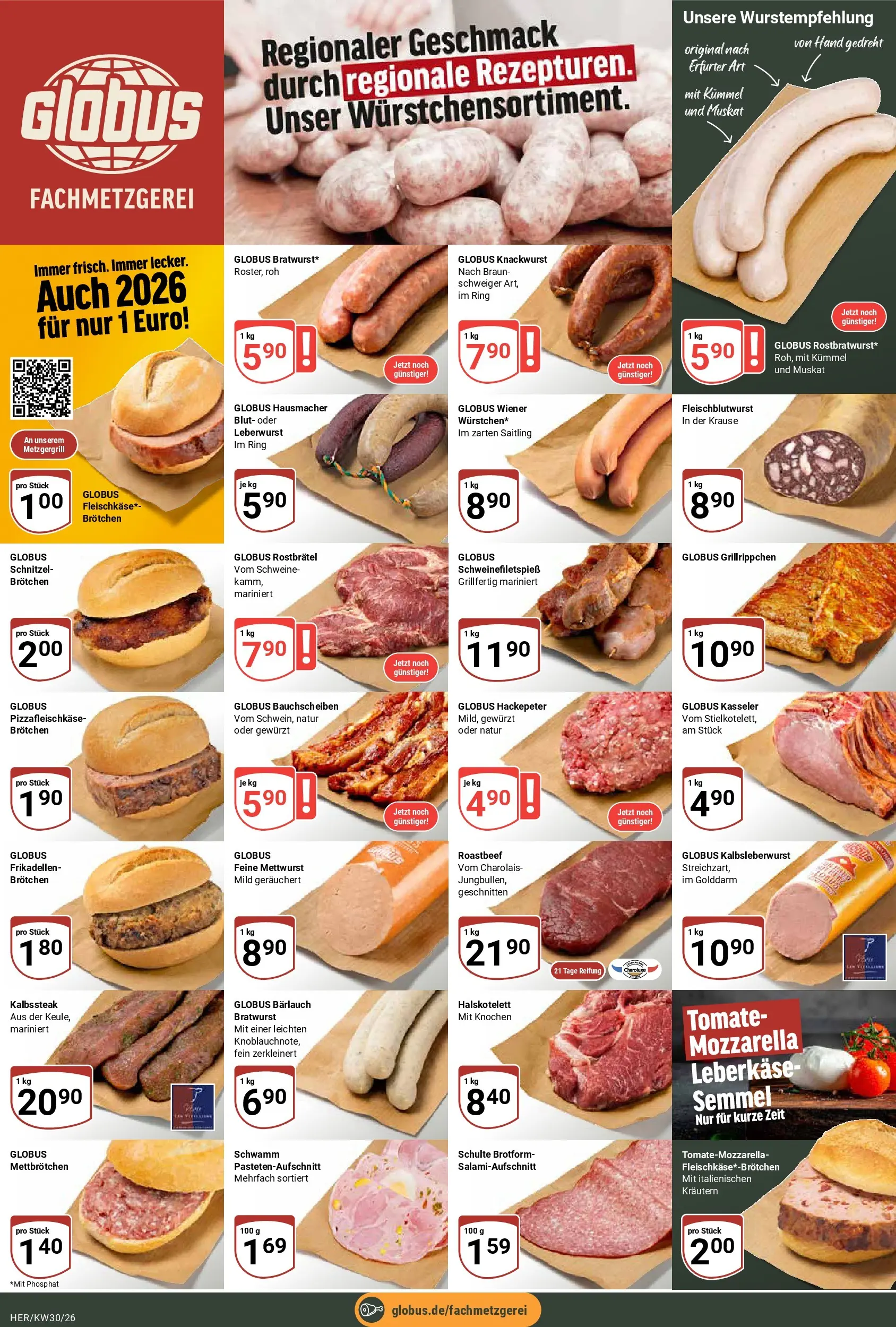 Globus Prospekt Hermsdorf (ab 20.07.2026) » Angebote online | Seite: 8 | Produkte: Bratwurst, Schnitzel, Roastbeef, Leberkase