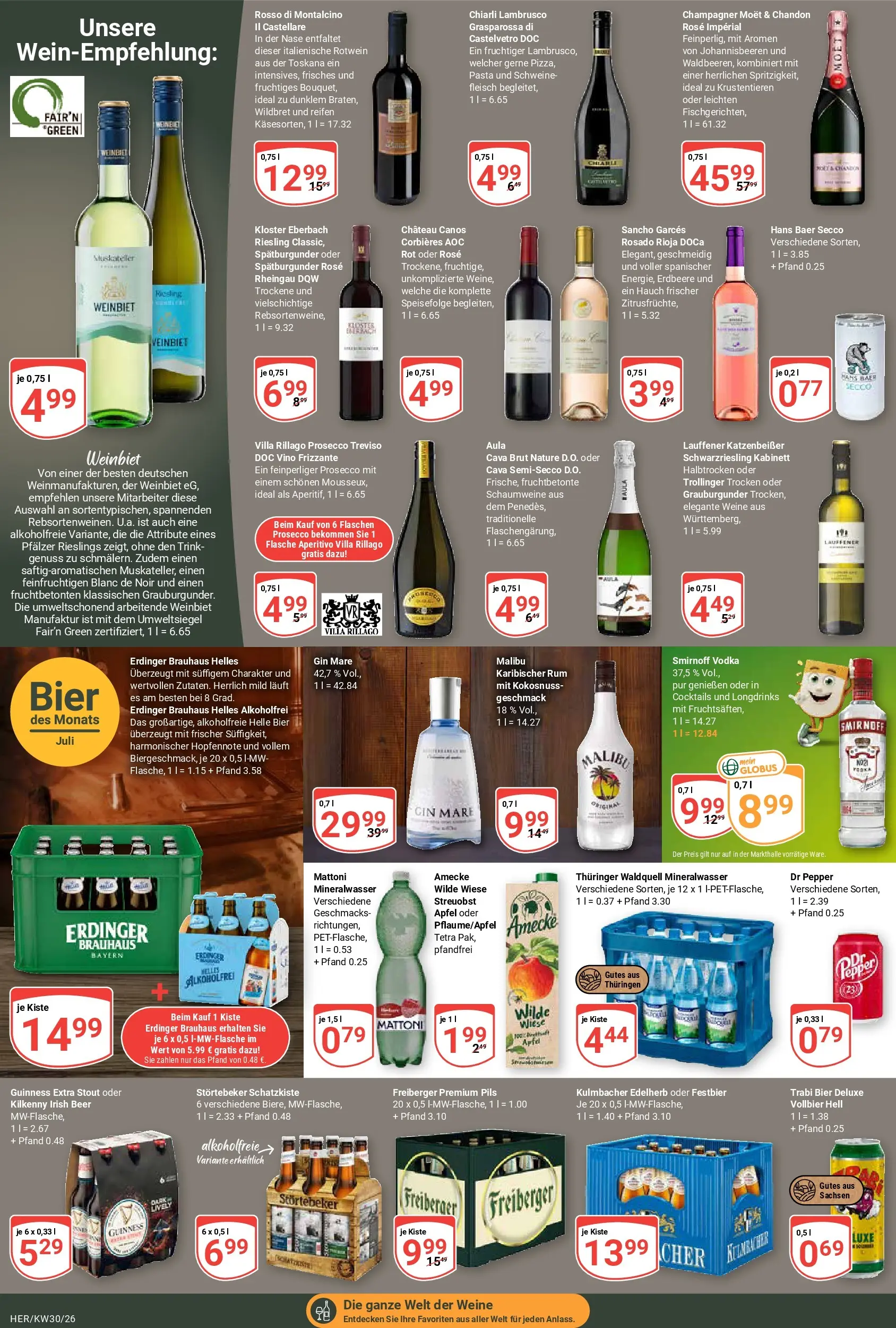 Globus Prospekt Hermsdorf (ab 20.07.2026) » Angebote online | Seite: 16 | Produkte: Erdinger, Prosecco, Vodka, Gin