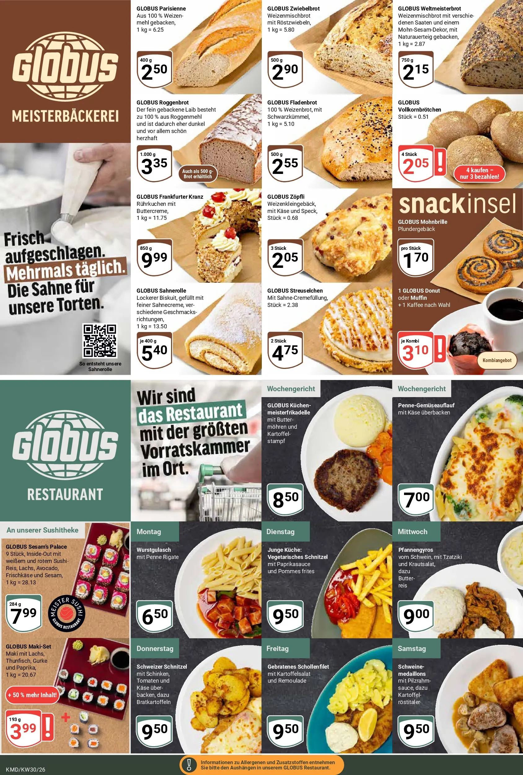 Globus Prospekt Köln (ab 20.07.2026) » Angebote online | Seite: 6 | Produkte: Mehl, Kaffee, Schnitzel, Sahne