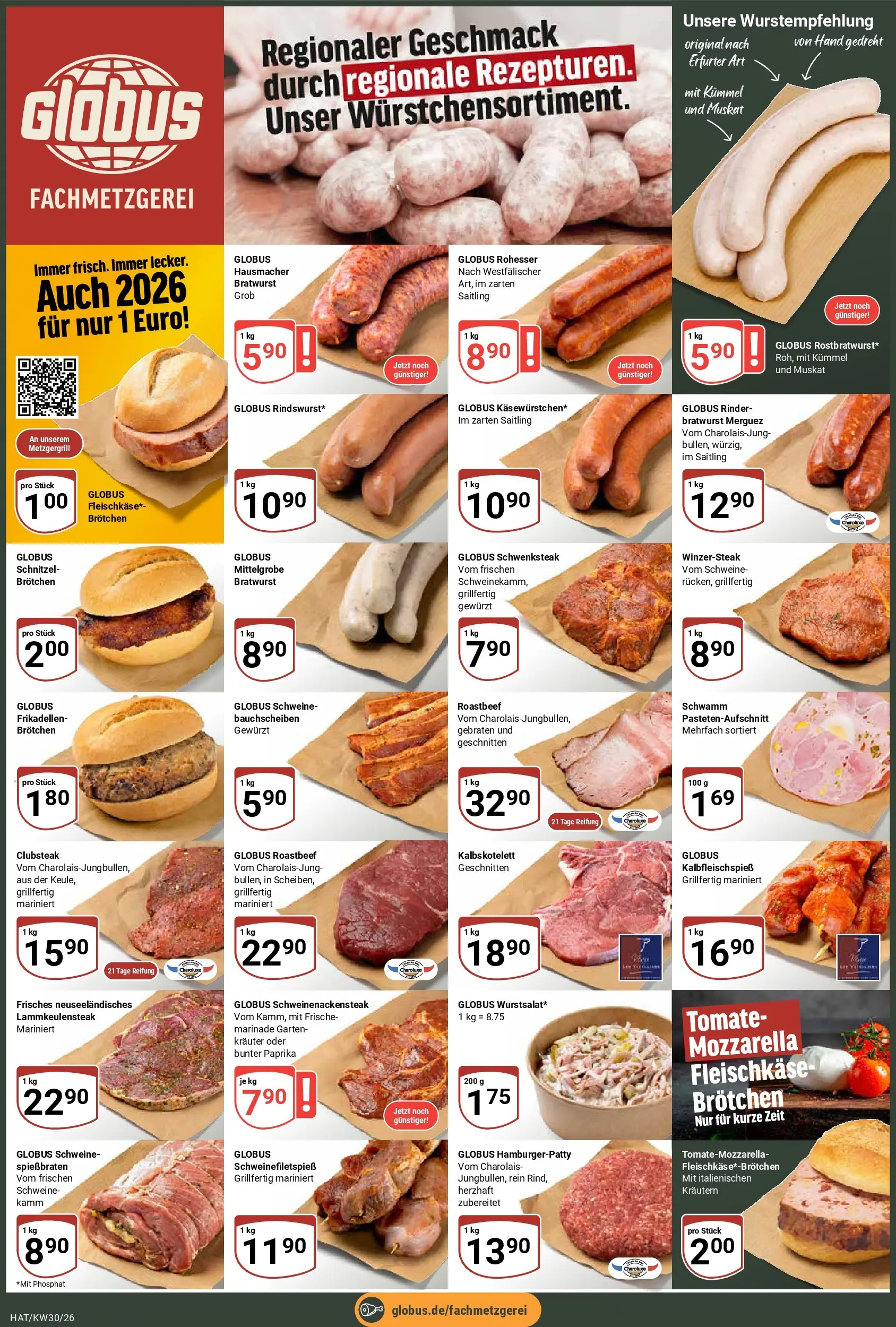 Globus Prospekt Hattersheim (ab 20.07.2026) » Angebote online | Seite: 2 | Produkte: Mozzarella, Bratwurst, Schnitzel, Roastbeef