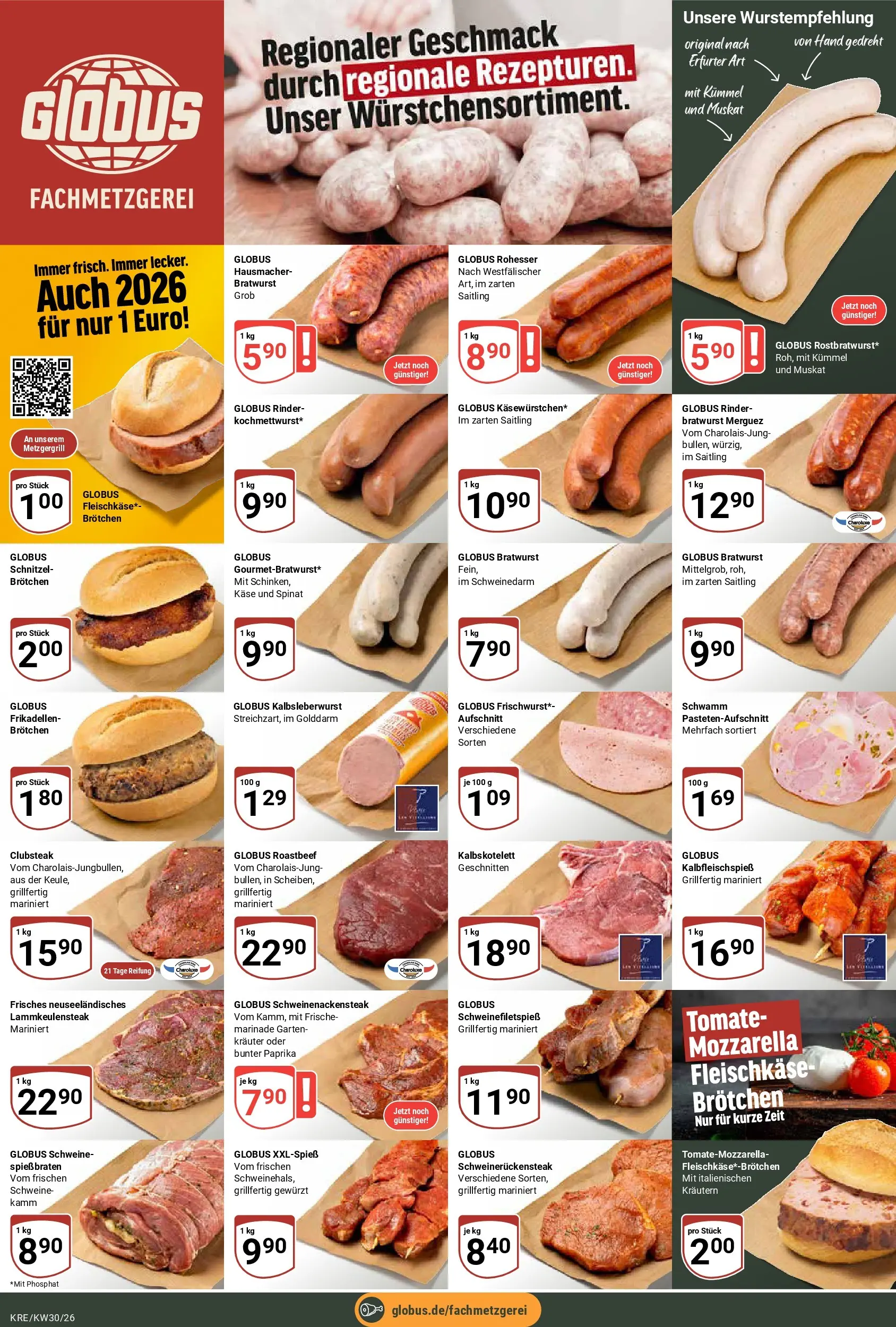 Globus Prospekt Krefeld (ab 20.07.2026) » Angebote online | Seite: 7 | Produkte: Käse, Bratwurst, Schnitzel, Roastbeef