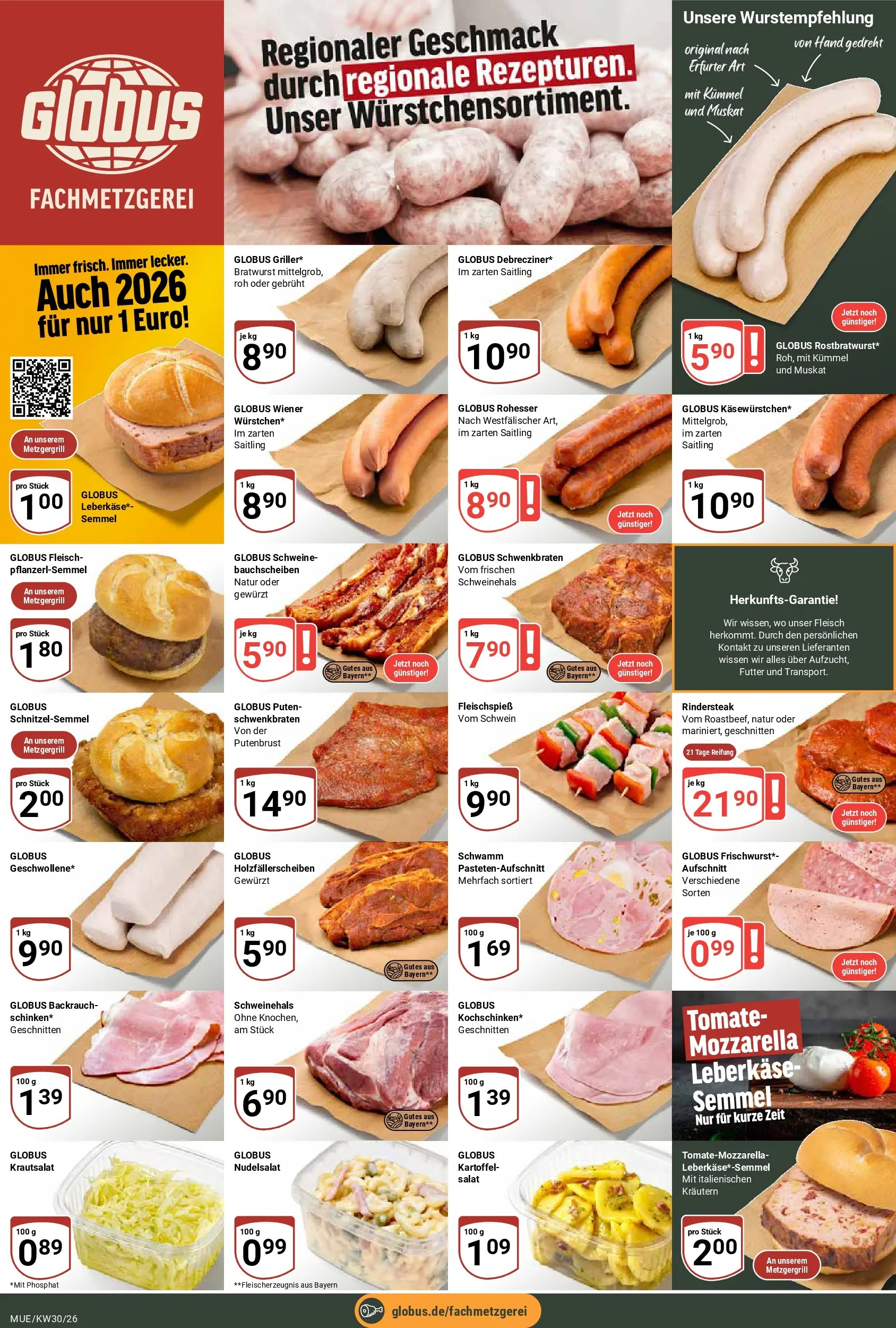 Globus Prospekt Mühldorf (ab 20.07.2026) » Angebote online | Seite: 11 | Produkte: Mozzarella, Bratwurst, Fleisch, Leberkase
