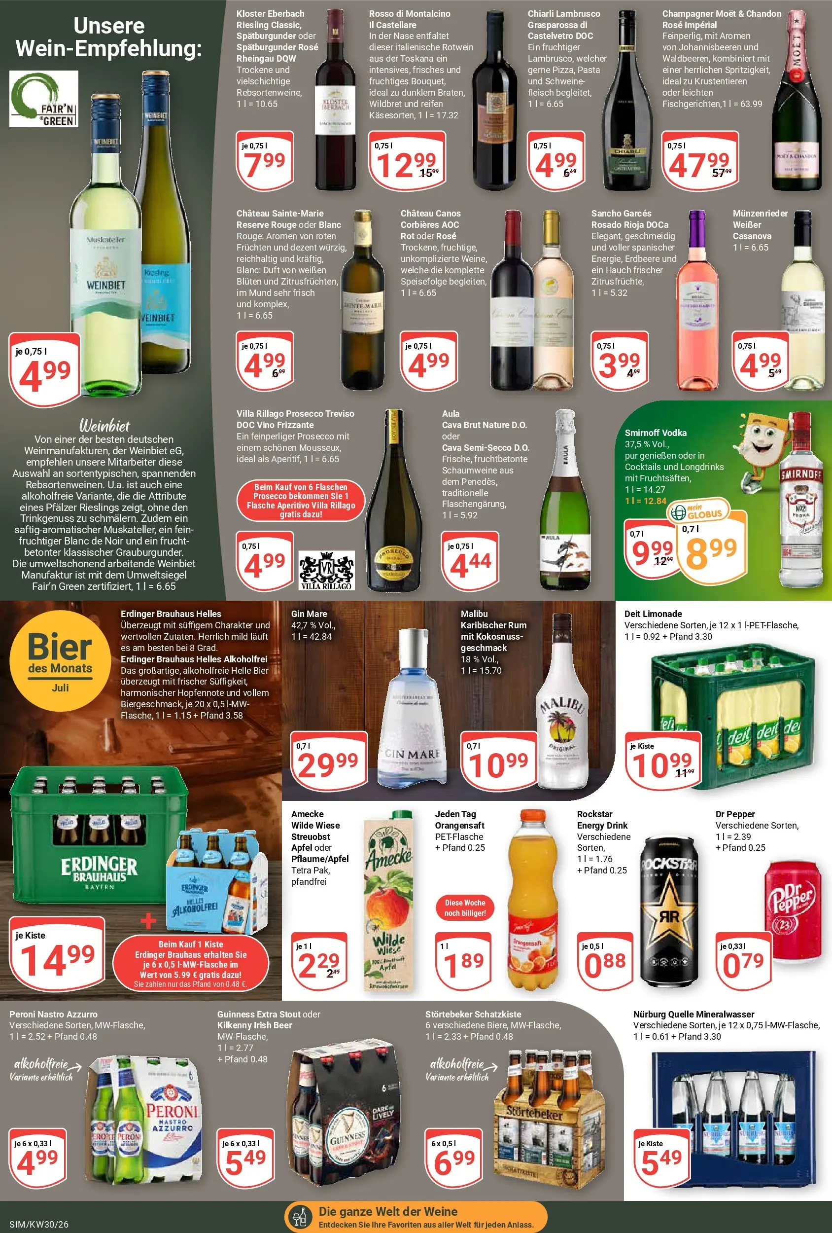 Globus Prospekt Simmern (ab 20.07.2026) » Angebote online | Seite: 13 | Produkte: Limonade, Rouge, Prosecco, Smirnoff