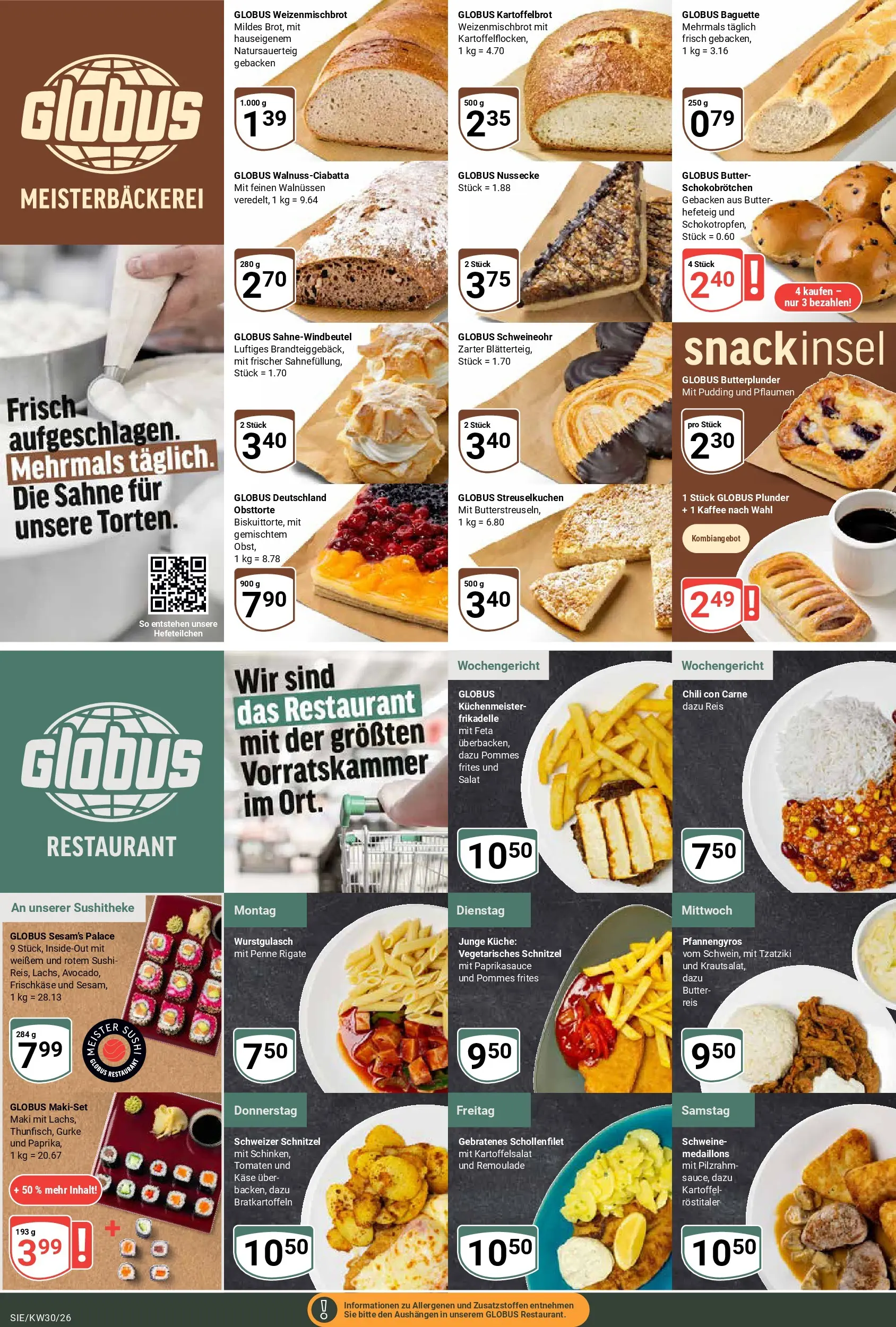 Globus Prospekt Siegen (ab 20.07.2026) » Angebote online | Seite: 7 | Produkte: Butter, Pommes, Baguette, Salat