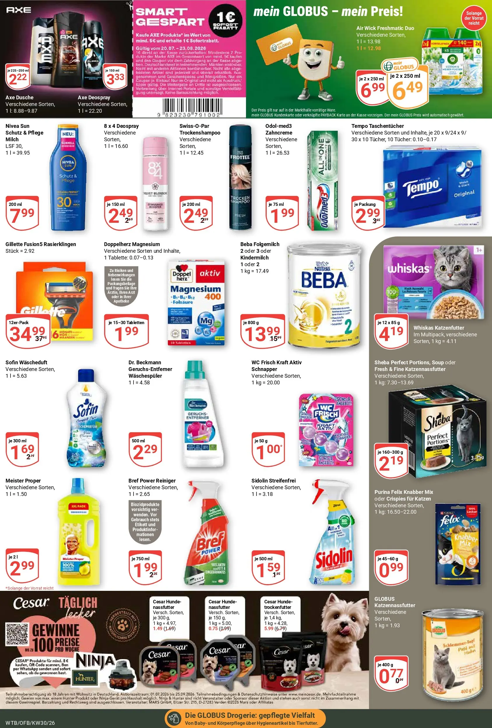 Globus Prospekt Wächtersbach (ab 20.07.2026) » Angebote online | Seite: 14 | Produkte: Mars, Wc frisch, Axe, Whiskas