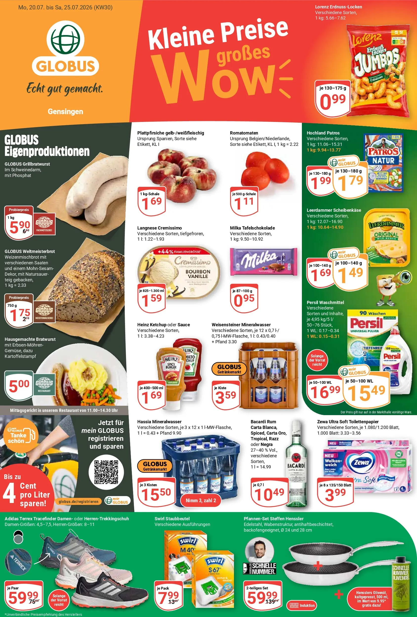 Globus Prospekt Gensingen (ab 20.07.2026) » Angebote online | Seite: 1 | Produkte: Bacardi, Bratwurst, Milka, Persil