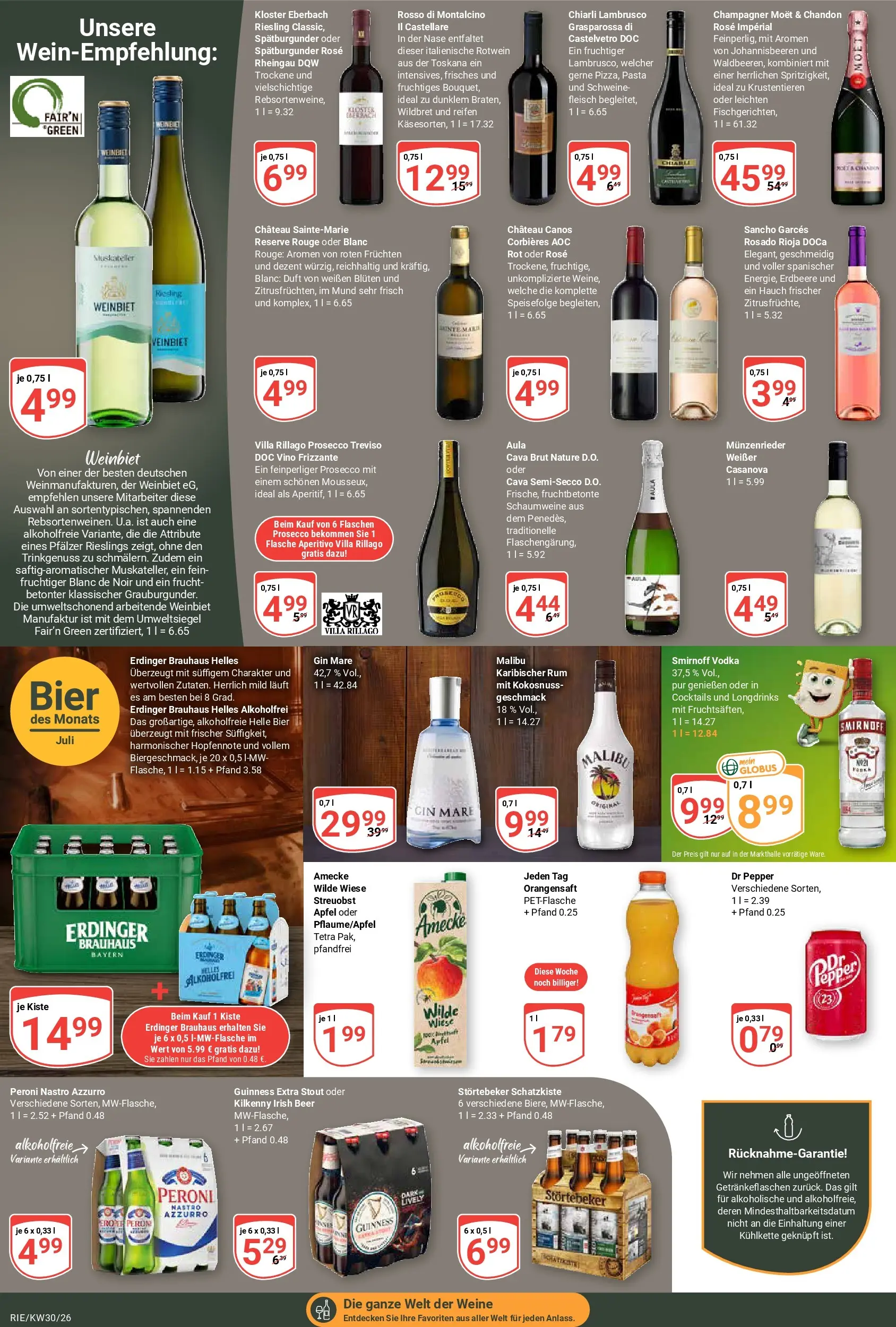 Globus Prospekt Bochum-Riemke (ab 20.07.2026) » Angebote online | Seite: 13 | Produkte: Äpfel, Prosecco, Smirnoff, Gin