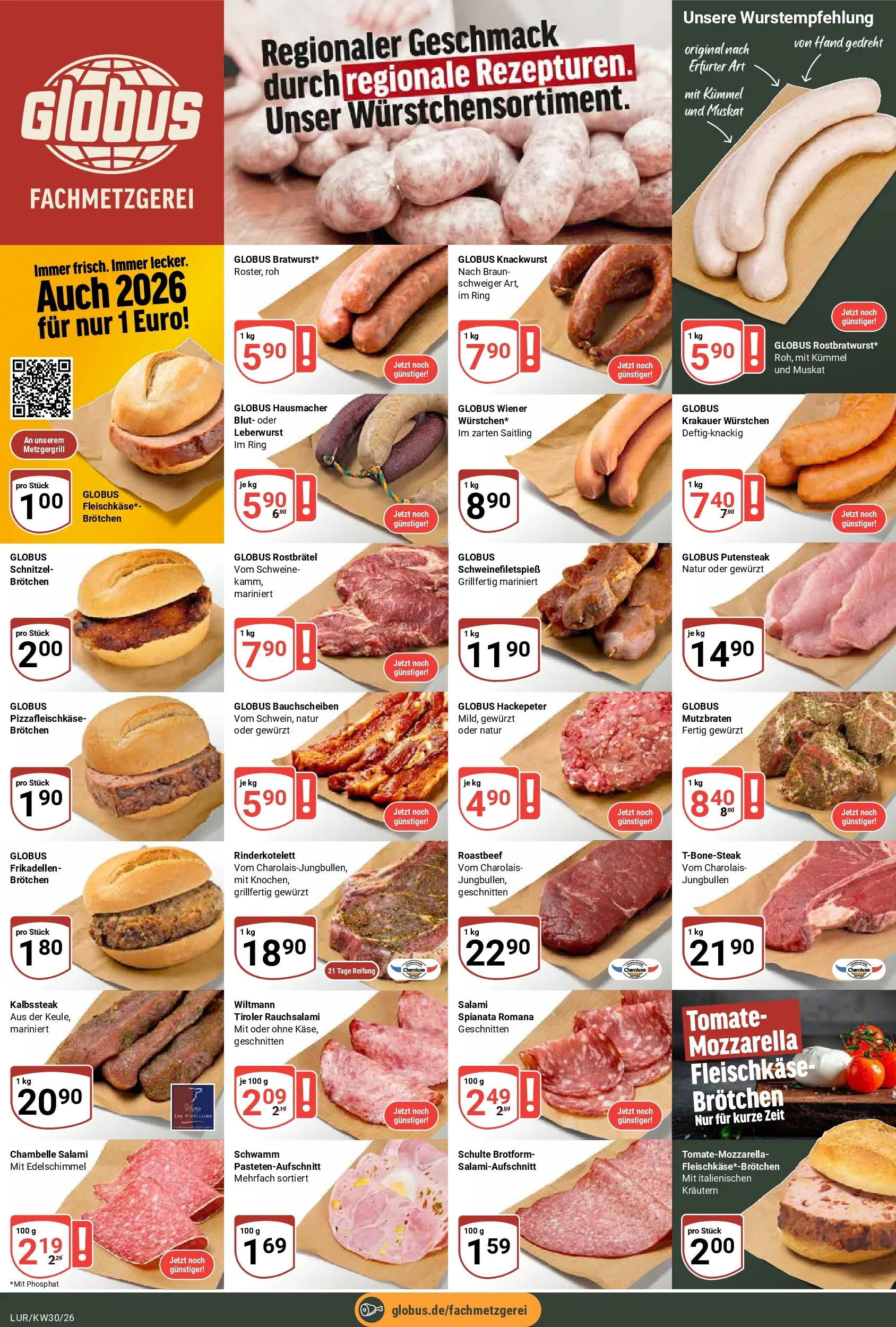 Globus Prospekt Hamburg (ab 20.07.2026) » Angebote online | Seite: 11 | Produkte: Mozzarella, Schnitzel, Roastbeef, Salami