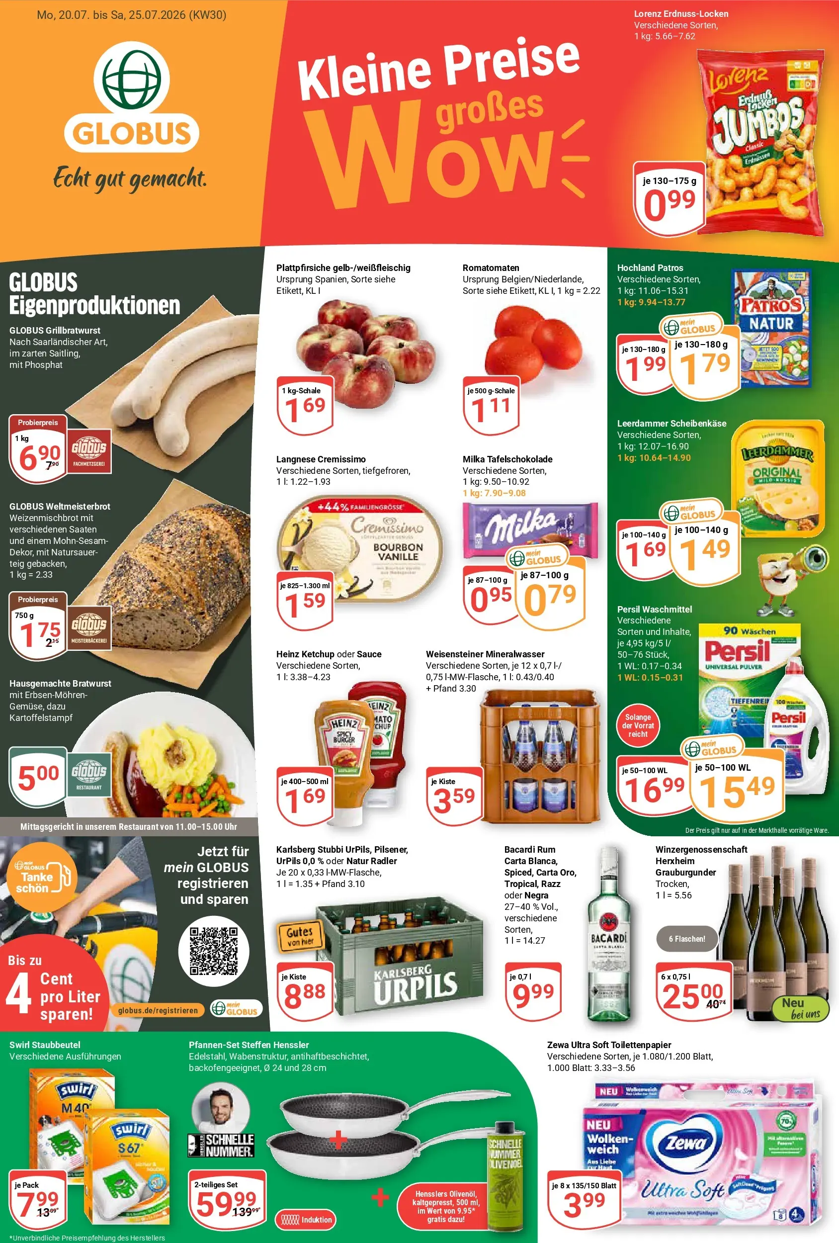 Globus Prospekt Neunkirchen (ab 20.07.2026) » Angebote online | Seite: 1 | Produkte: Langnese, Olivenol, Persil, Toilettenpapier