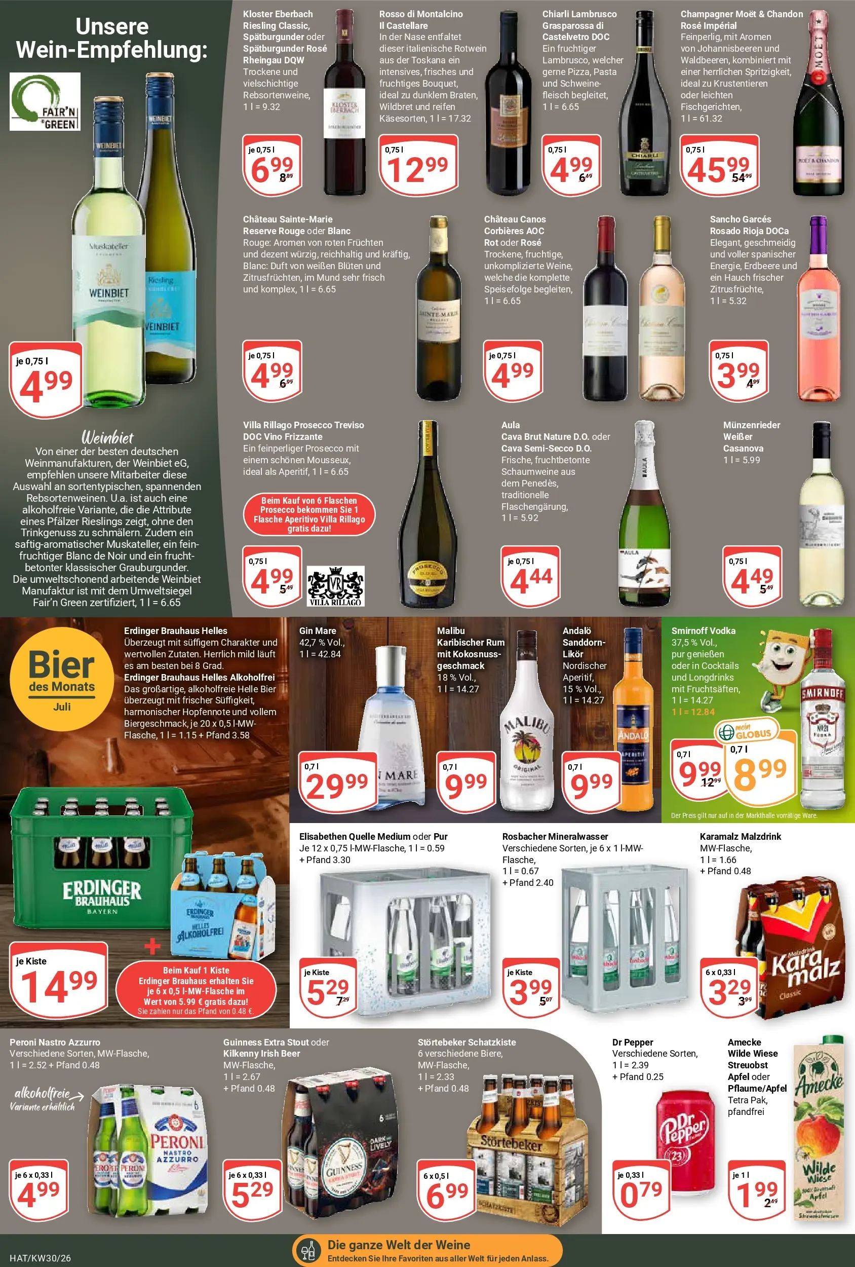 Globus Prospekt Hattersheim (ab 20.07.2026) » Angebote online | Seite: 15 | Produkte: Äpfel, Mineralwasser, Prosecco, Smirnoff