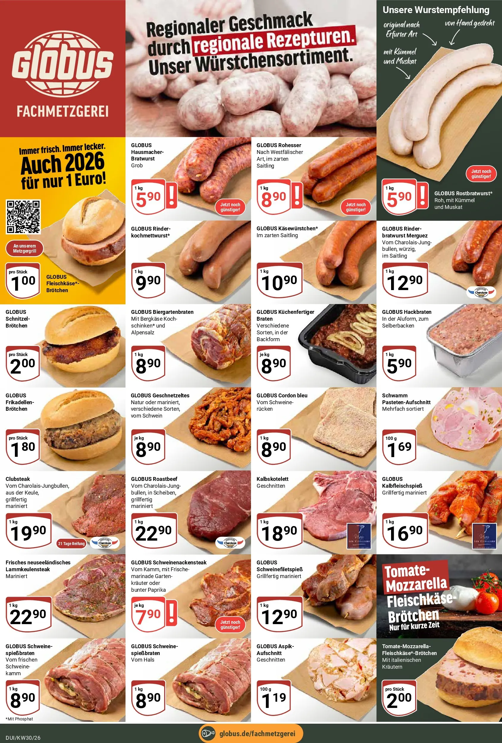 Globus Prospekt Duisburg (ab 20.07.2026) » Angebote online | Seite: 9 | Produkte: Mozzarella, Bratwurst, Schnitzel, Roastbeef