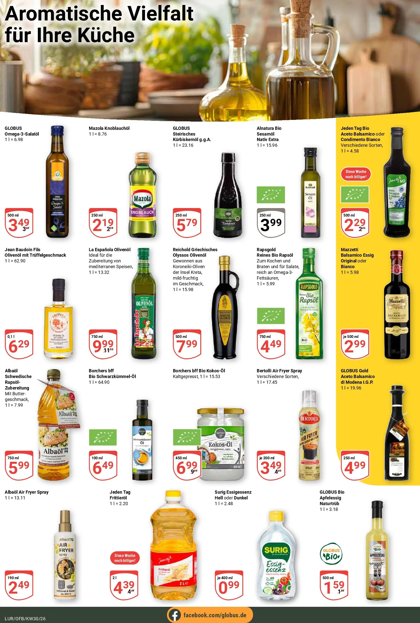 Globus Prospekt Hamburg (ab 20.07.2026) » Angebote online | Seite: 16 | Produkte: Kürbiskernöl, Balsamico, Olivenol, Knoblauch