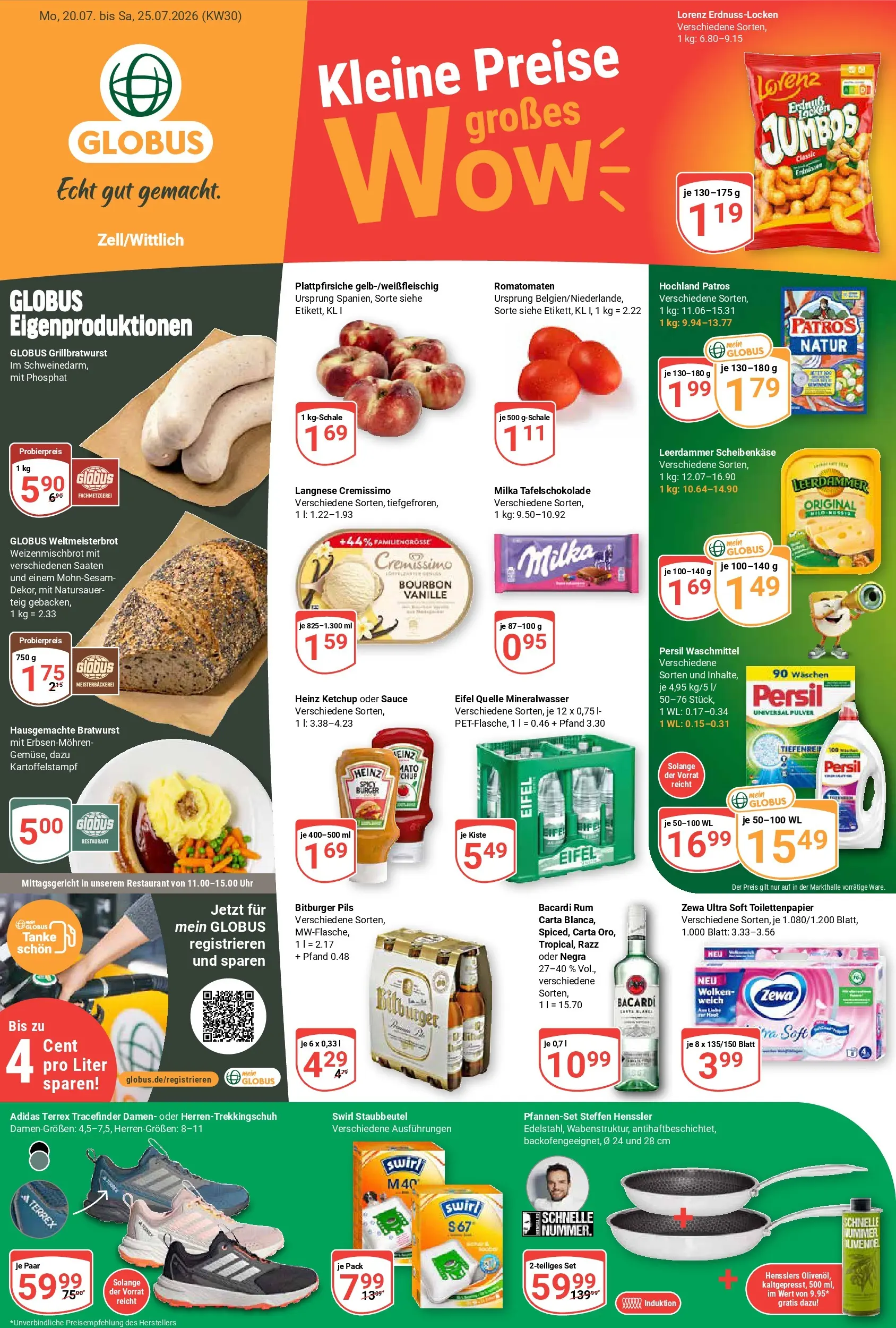 Globus Prospekt Wittlich (ab 20.07.2026) » Angebote online | Seite: 1 | Produkte: Bitburger, Langnese cremissimo, Bratwurst, Zewa