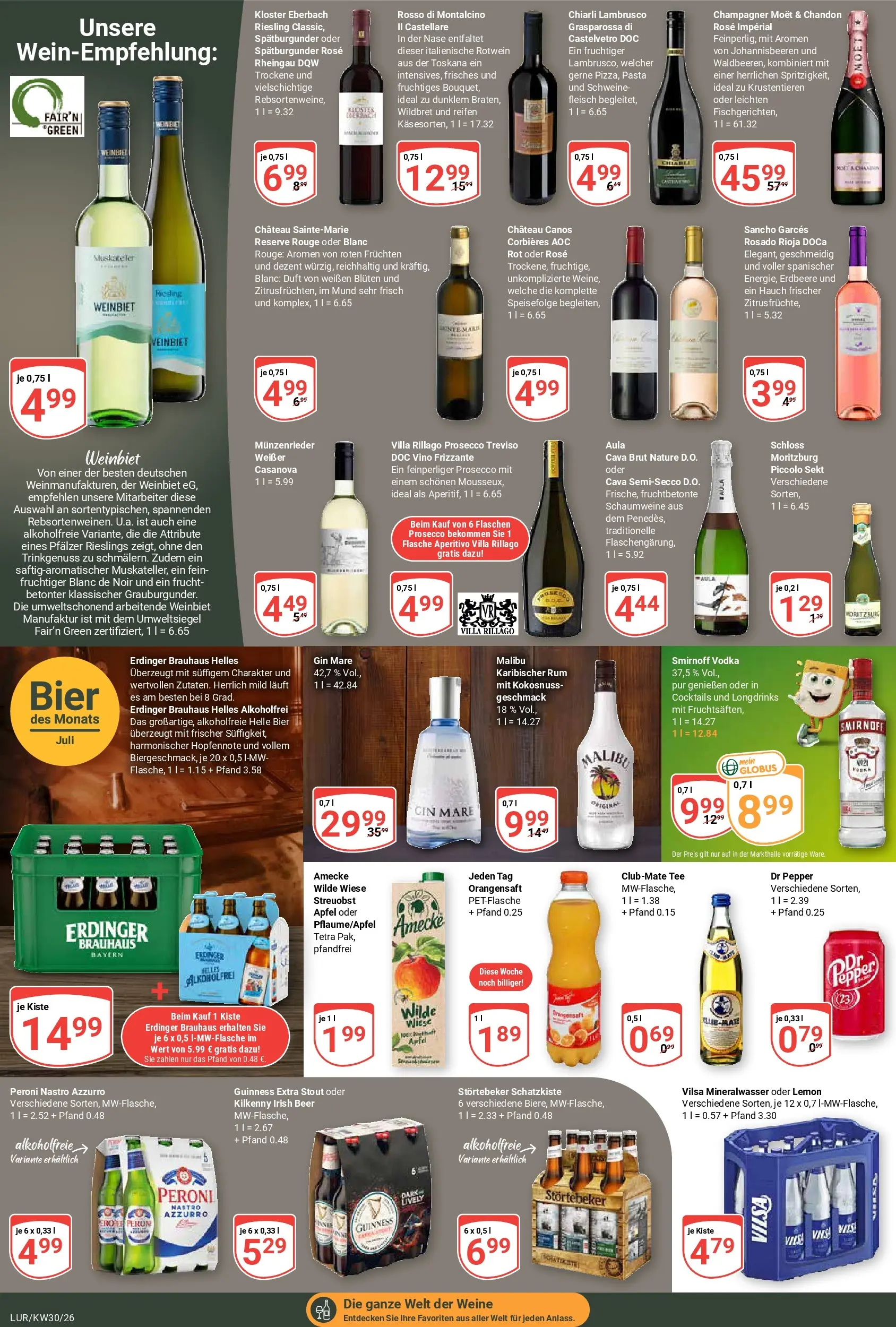 Globus Prospekt Hamburg (ab 20.07.2026) » Angebote online | Seite: 18 | Produkte: Rotwein, Smirnoff, Gin, Fleisch