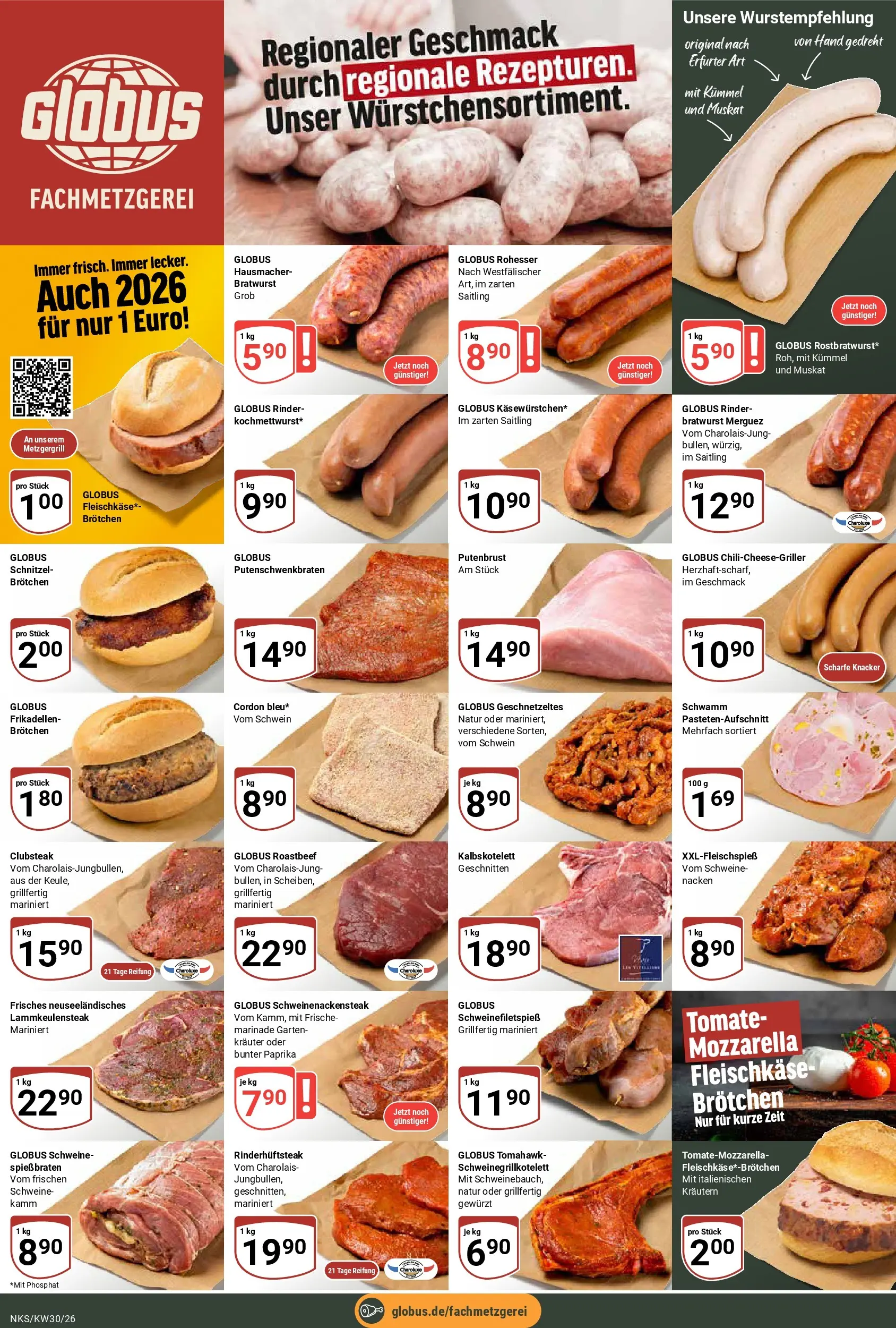 Globus Prospekt Neunkirchen (ab 20.07.2026) » Angebote online | Seite: 9 | Produkte: Mozzarella, Bratwurst, Schnitzel, Roastbeef