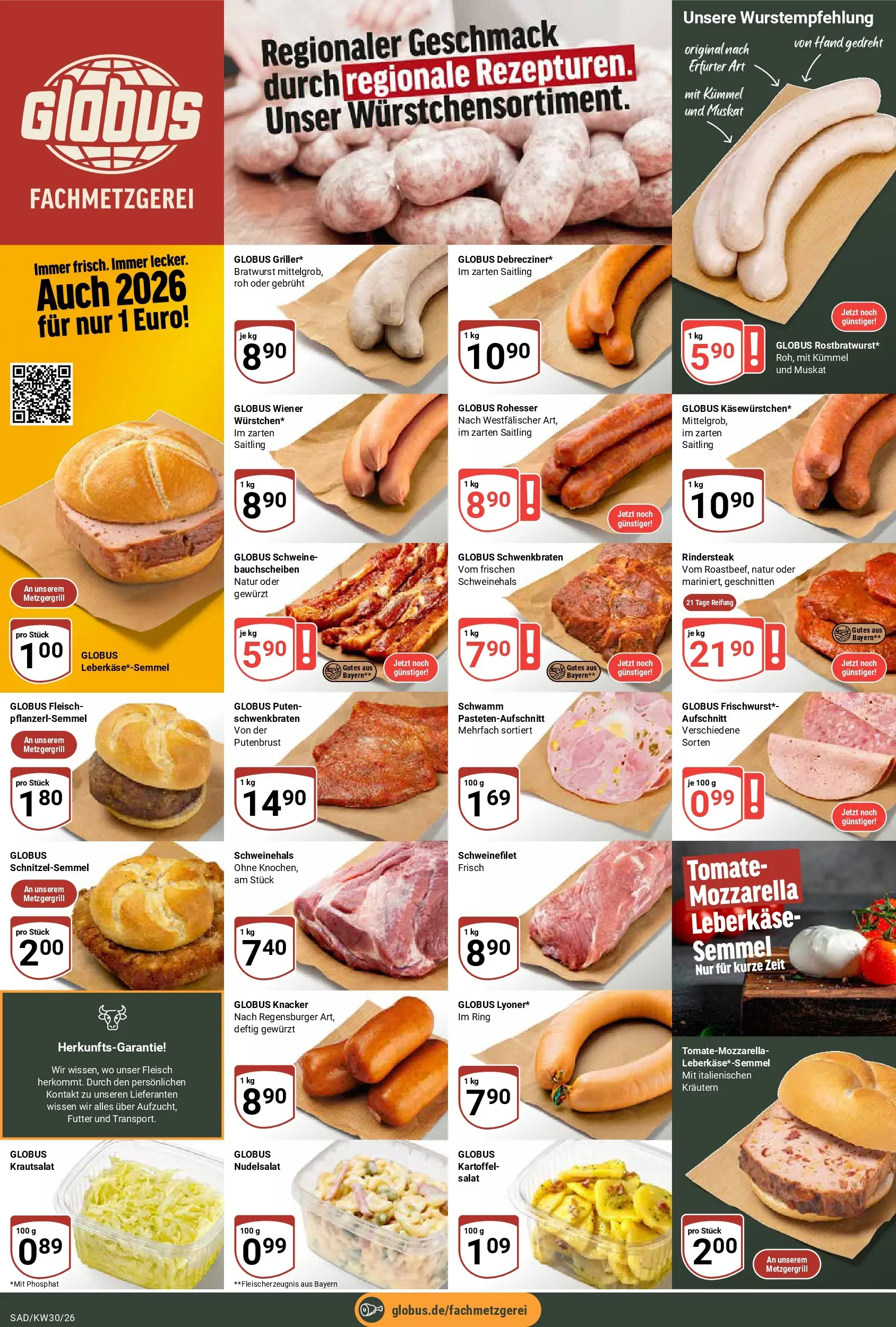 Globus Prospekt Schwandorf (ab 20.07.2026) » Angebote online | Seite: 11 | Produkte: Mozzarella, Bratwurst, Fleisch, Salat