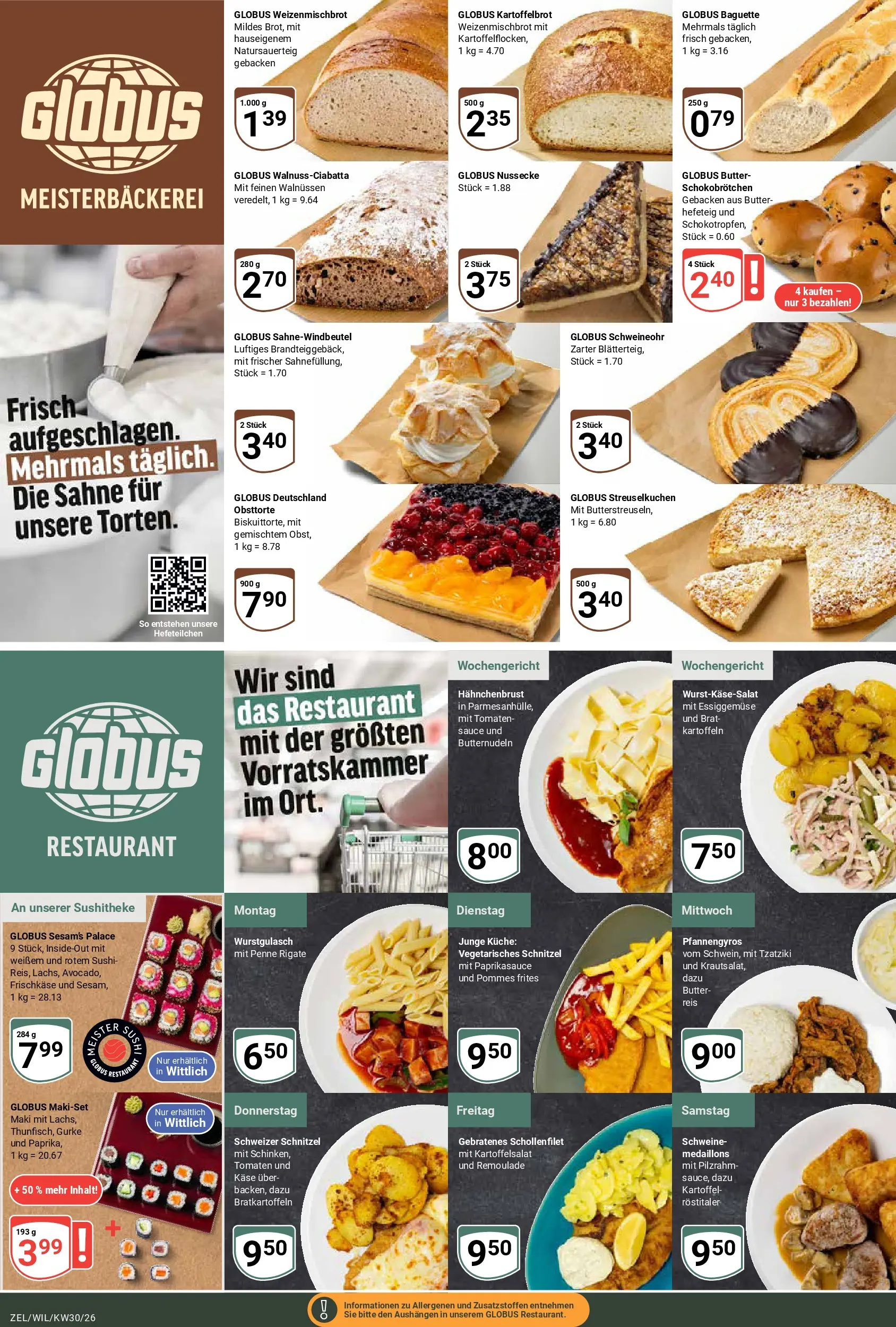 Globus Prospekt Wittlich (ab 20.07.2026) » Angebote online | Seite: 8 | Produkte: Baguette, Schnitzel, Reis, Frischkase