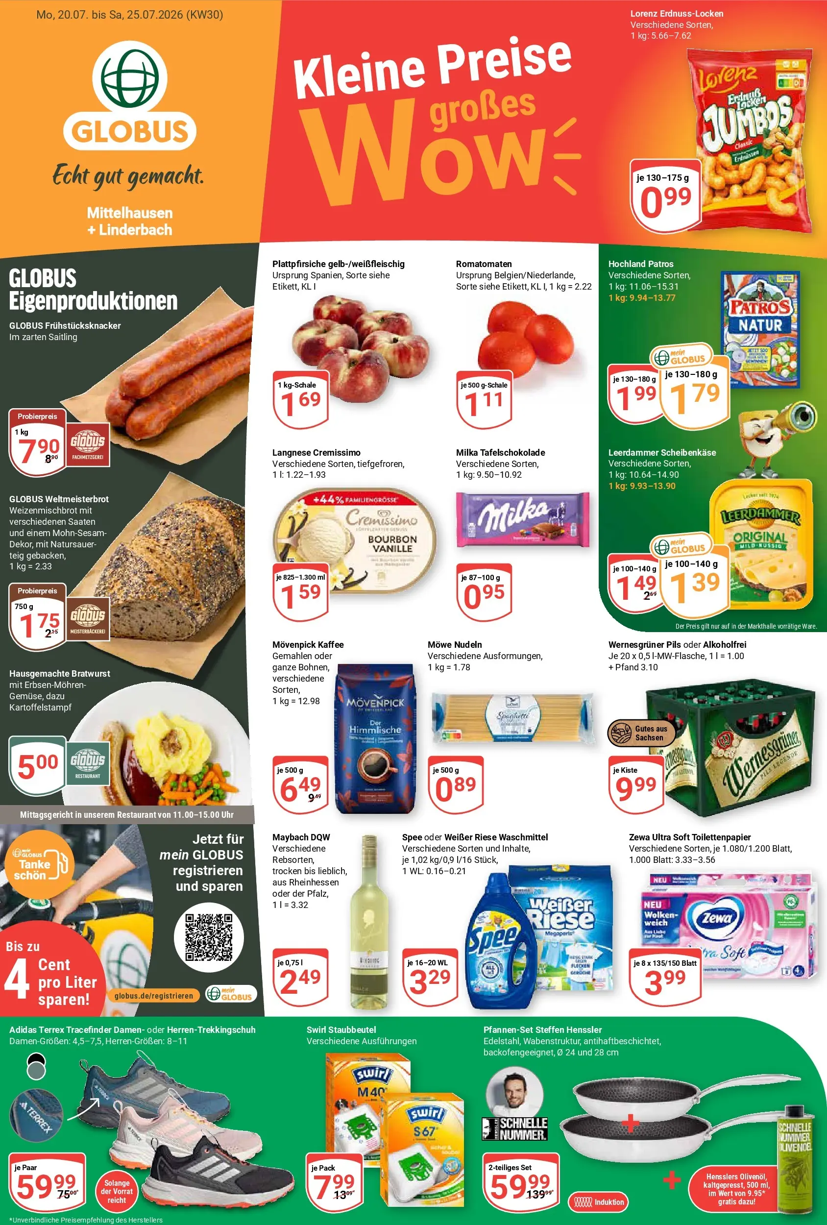 Globus Prospekt Mittelhausen (ab 20.07.2026) » Angebote online | Seite: 1 | Produkte: Leerdammer, Movenpick kaffee, Bourbon, Uhr