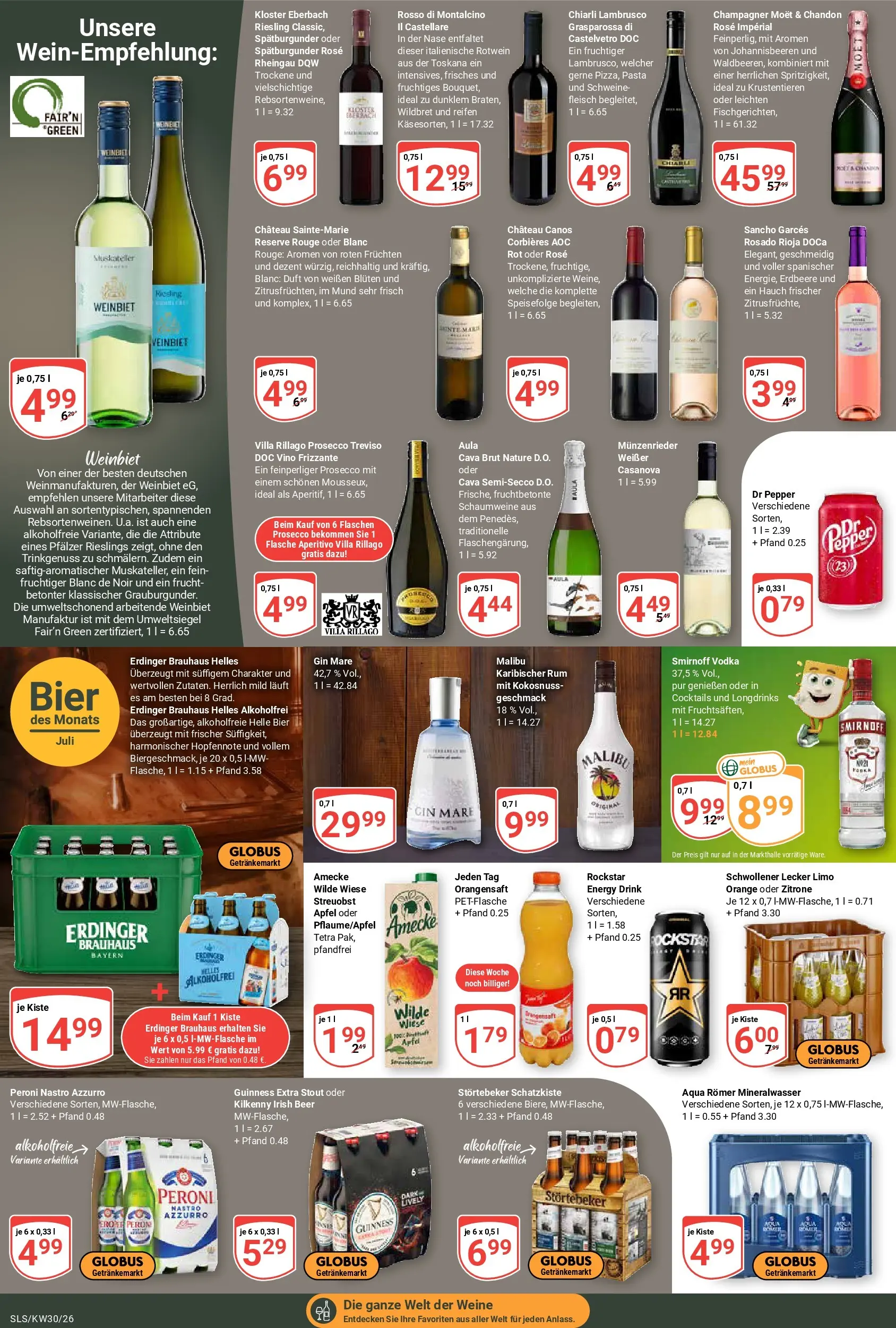 Globus Prospekt Saarlouis (ab 20.07.2026) » Angebote online | Seite: 15 | Produkte: Bier, Orangensaft, Mineralwasser, Zitrone