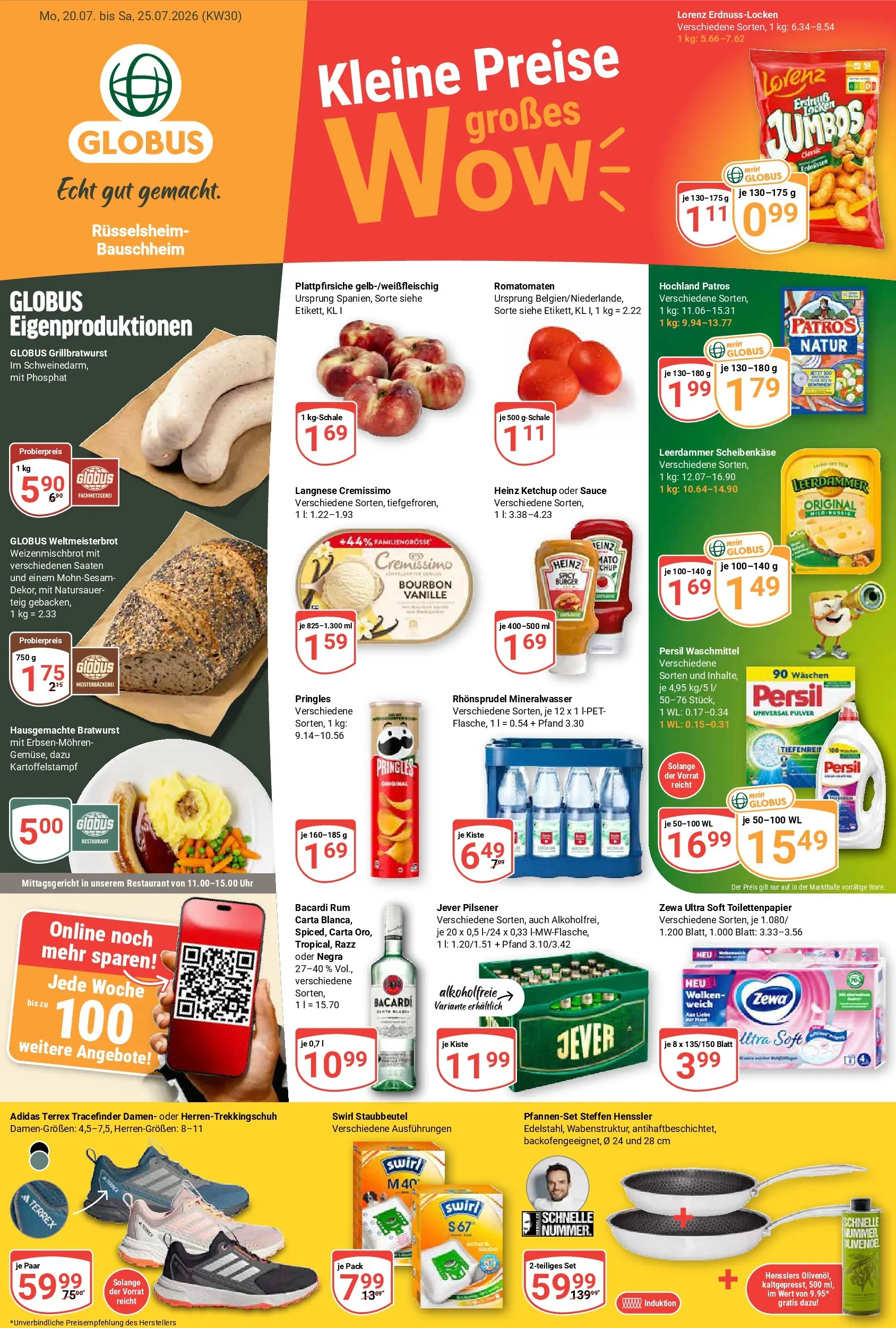 Globus Prospekt Rüsselsheim (ab 20.07.2026) » Angebote online | Seite: 1 | Produkte: Cremissimo, Bratwurst, Pringles, Bourbon