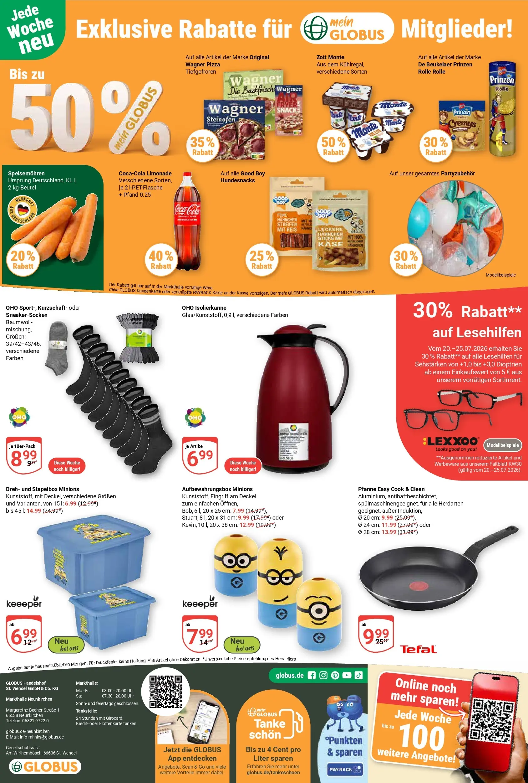 Globus Prospekt Neunkirchen (ab 20.07.2026) » Angebote online | Seite: 20 | Produkte: Hahnchen, Wagner pizza, Reis, Telefon