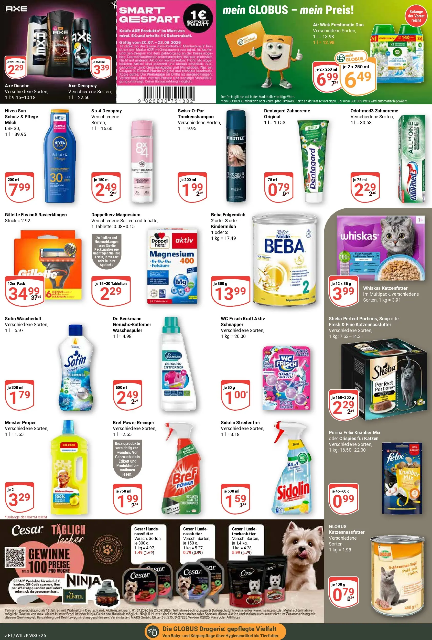 Globus Prospekt Wittlich (ab 20.07.2026) » Angebote online | Seite: 16 | Produkte: Mars, Wc frisch, Axe, Deospray