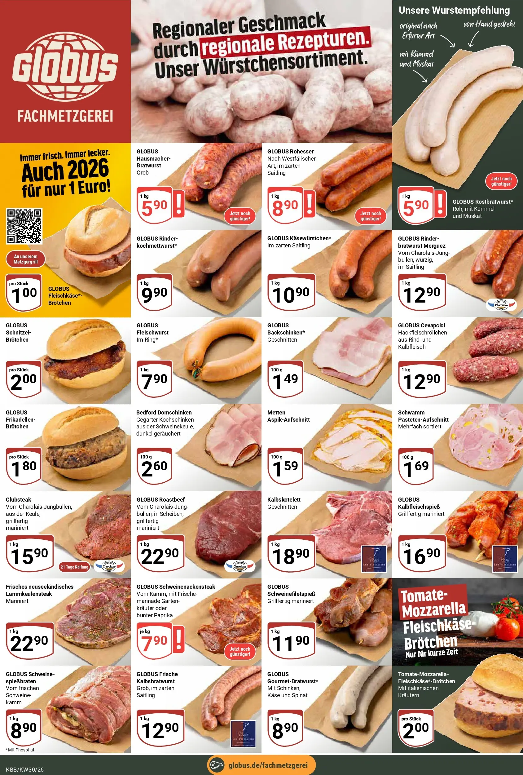 Globus Prospekt Koblenz-Bubenheim (ab 19.07.2026) » Angebote online | Seite: 9 | Produkte: Mozzarella, Bratwurst, Schnitzel, Roastbeef