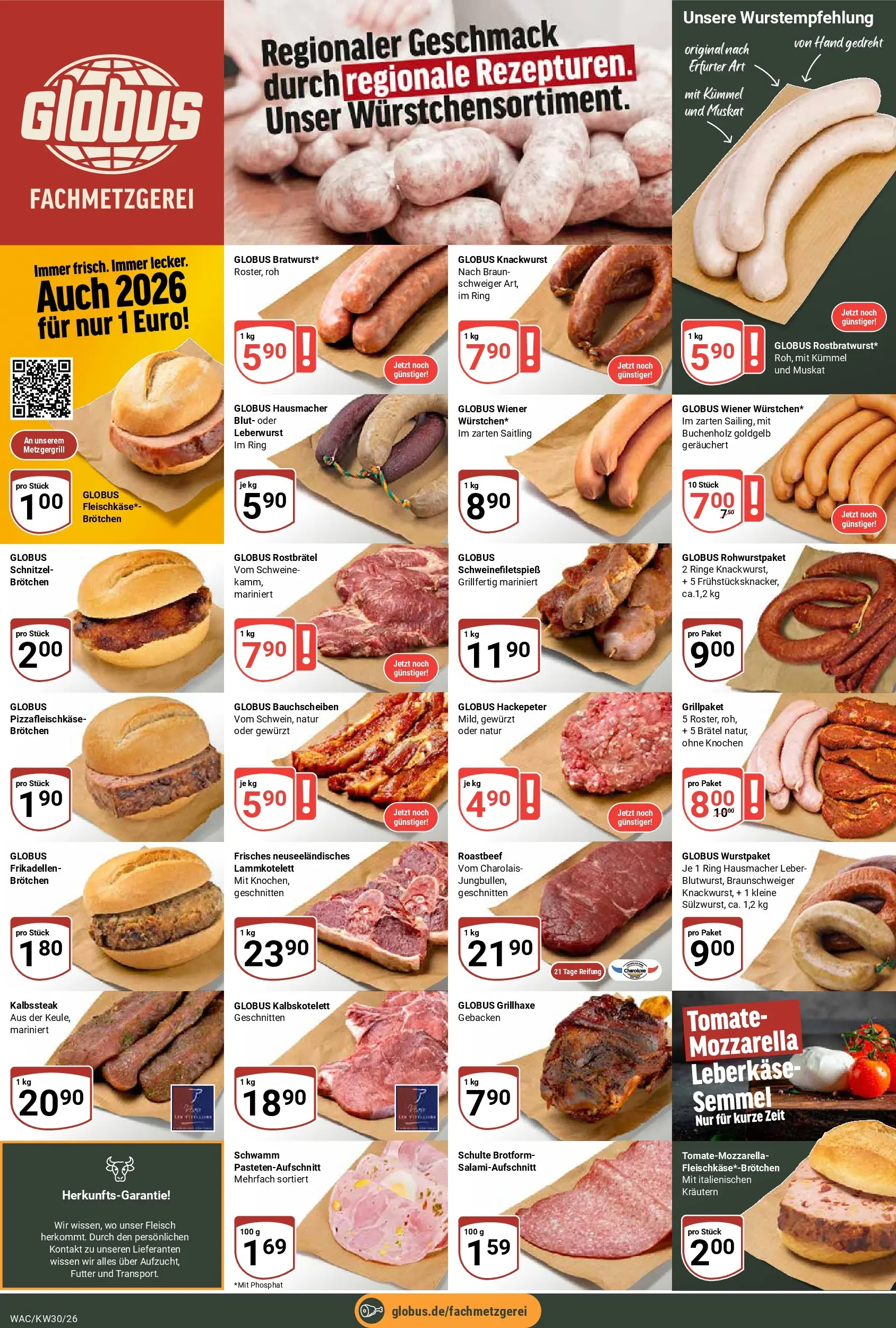 Globus Prospekt Markkleeberg (ab 20.07.2026) » Angebote online | Seite: 8 | Produkte: Mozzarella, Schnitzel, Roastbeef, Leberkase