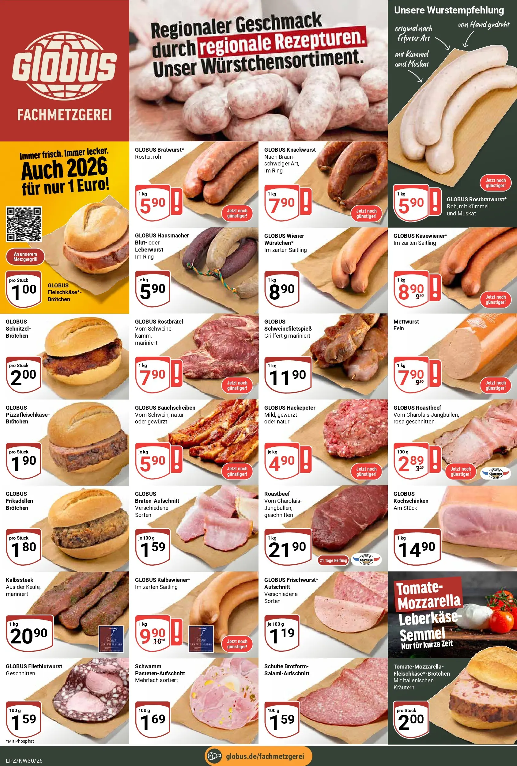 Globus Prospekt Leipzig (ab 20.07.2026) » Angebote online | Seite: 8 | Produkte: Mozzarella, Schnitzel, Roastbeef, Leberkase