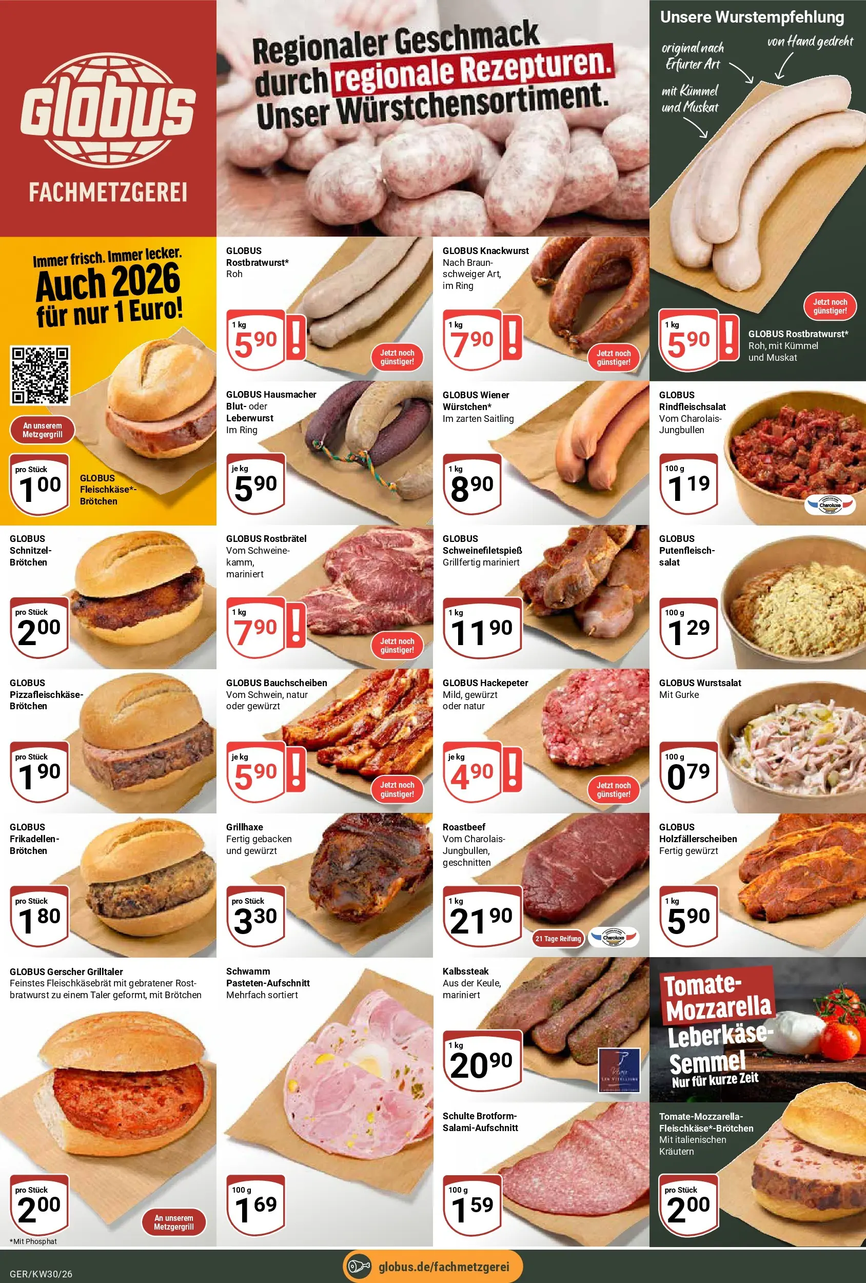 Globus Prospekt Gera (ab 20.07.2026) » Angebote online | Seite: 8 | Produkte: Mozzarella, Schnitzel, Roastbeef, Salat