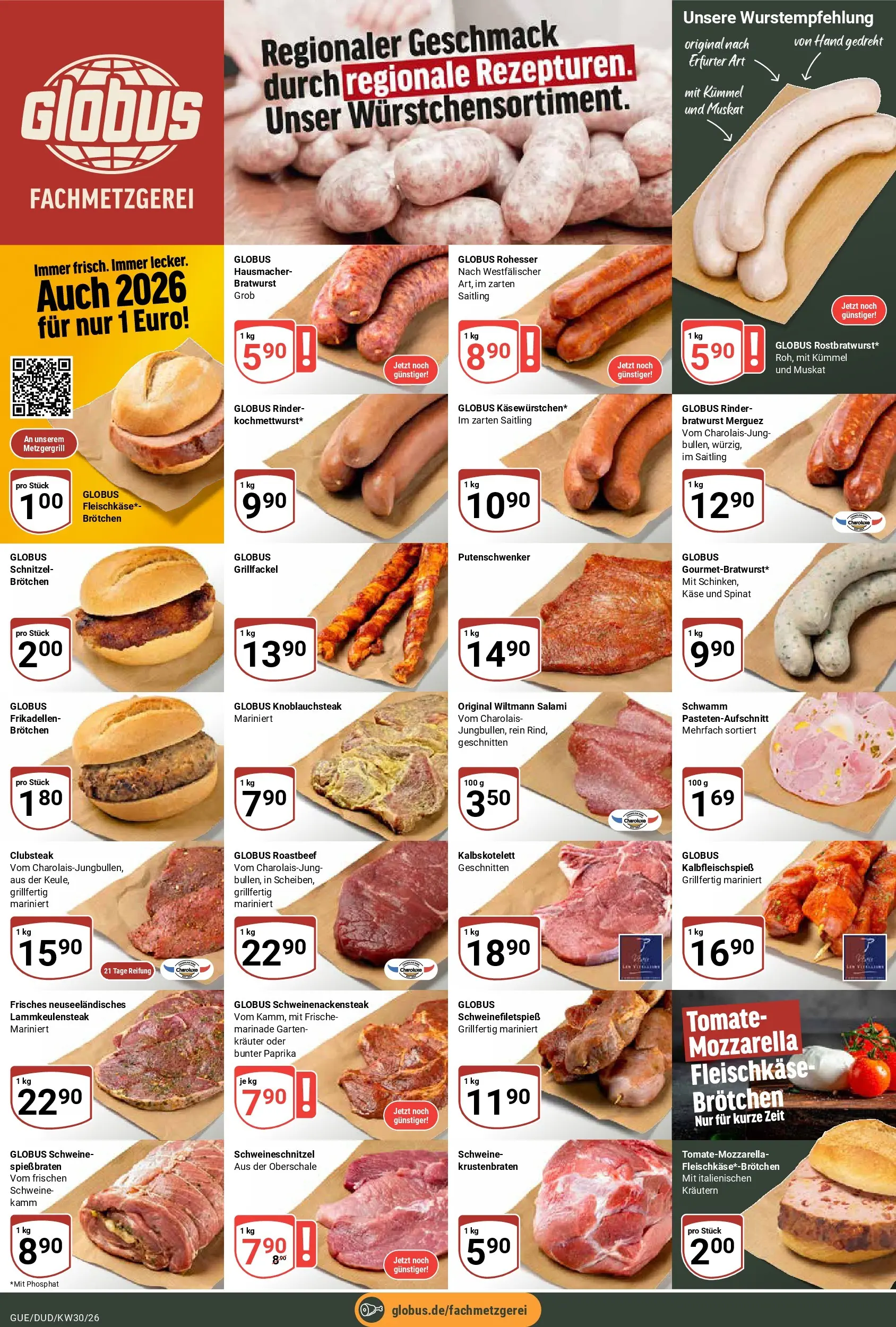 Globus Prospekt Saarbrücken-Dudweiler (ab 20.07.2026) » Angebote online | Seite: 11 | Produkte: Mozzarella, Krustenbraten, Schnitzel, Roastbeef