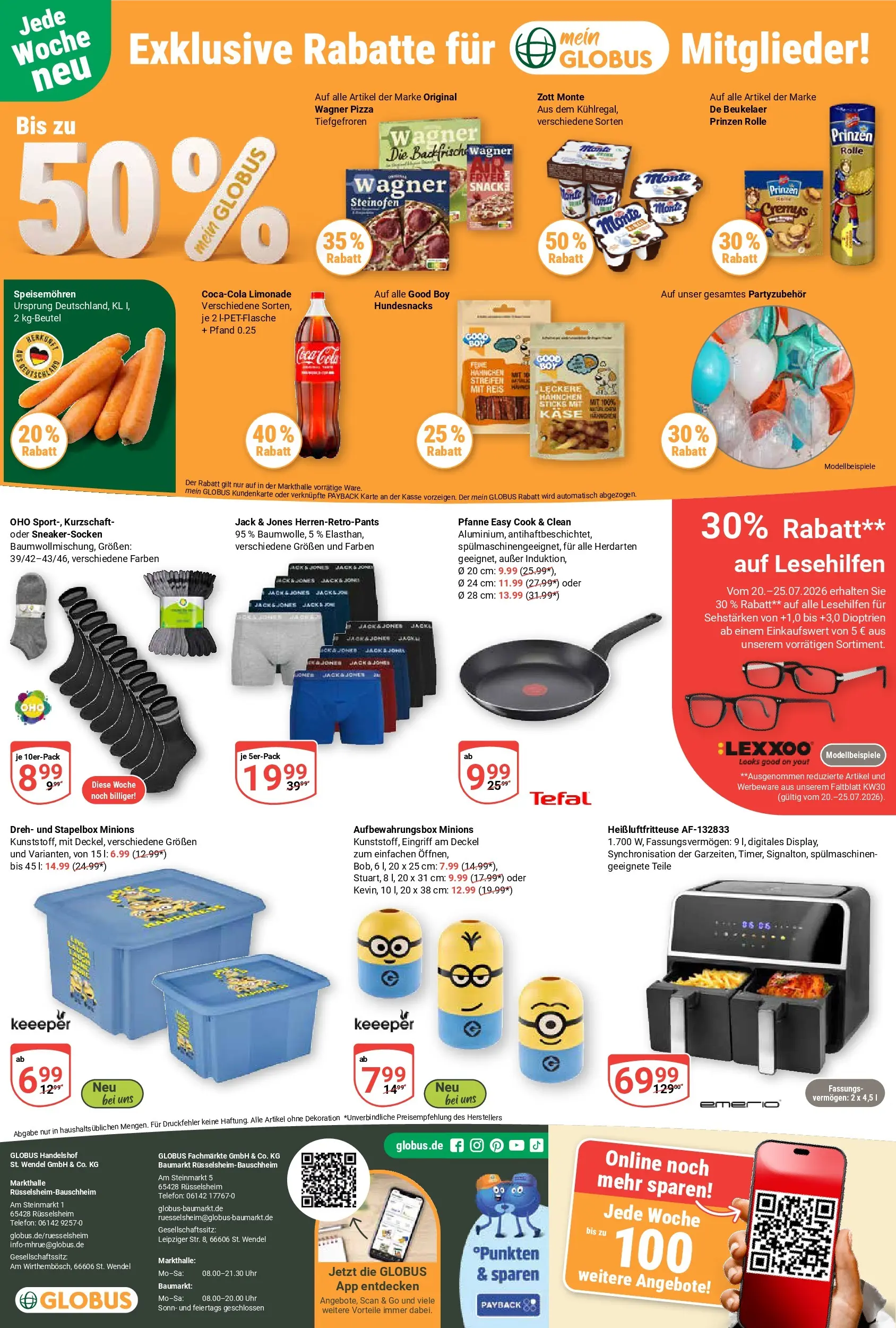 Globus Prospekt Rüsselsheim (ab 20.07.2026) » Angebote online | Seite: 30 | Produkte: Käse, Heißluftfritteuse, Telefon, Uhr