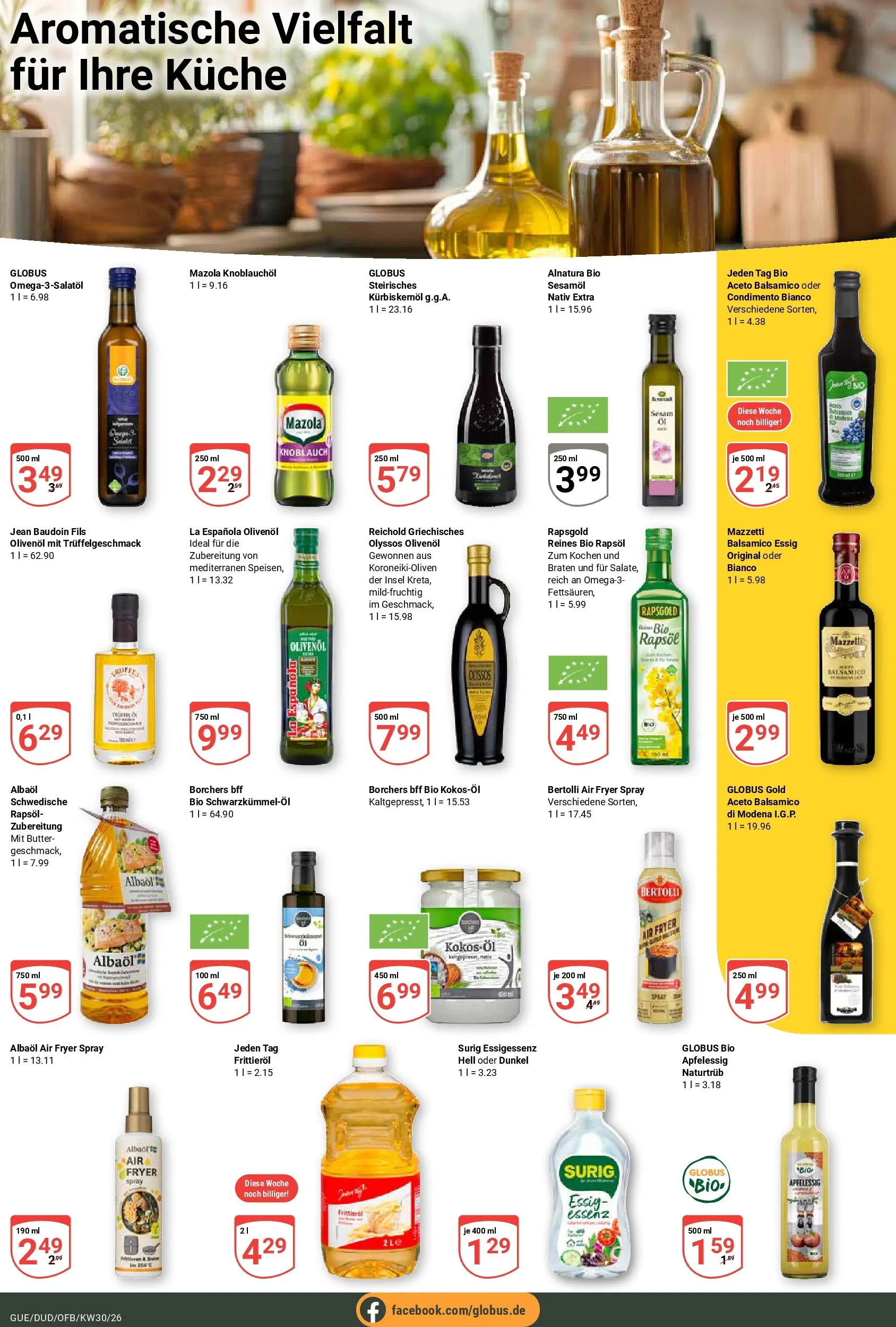 Globus Prospekt Saarbrücken-Dudweiler (ab 20.07.2026) » Angebote online | Seite: 16 | Produkte: Kürbiskernöl, Butter, Küche, Knoblauch