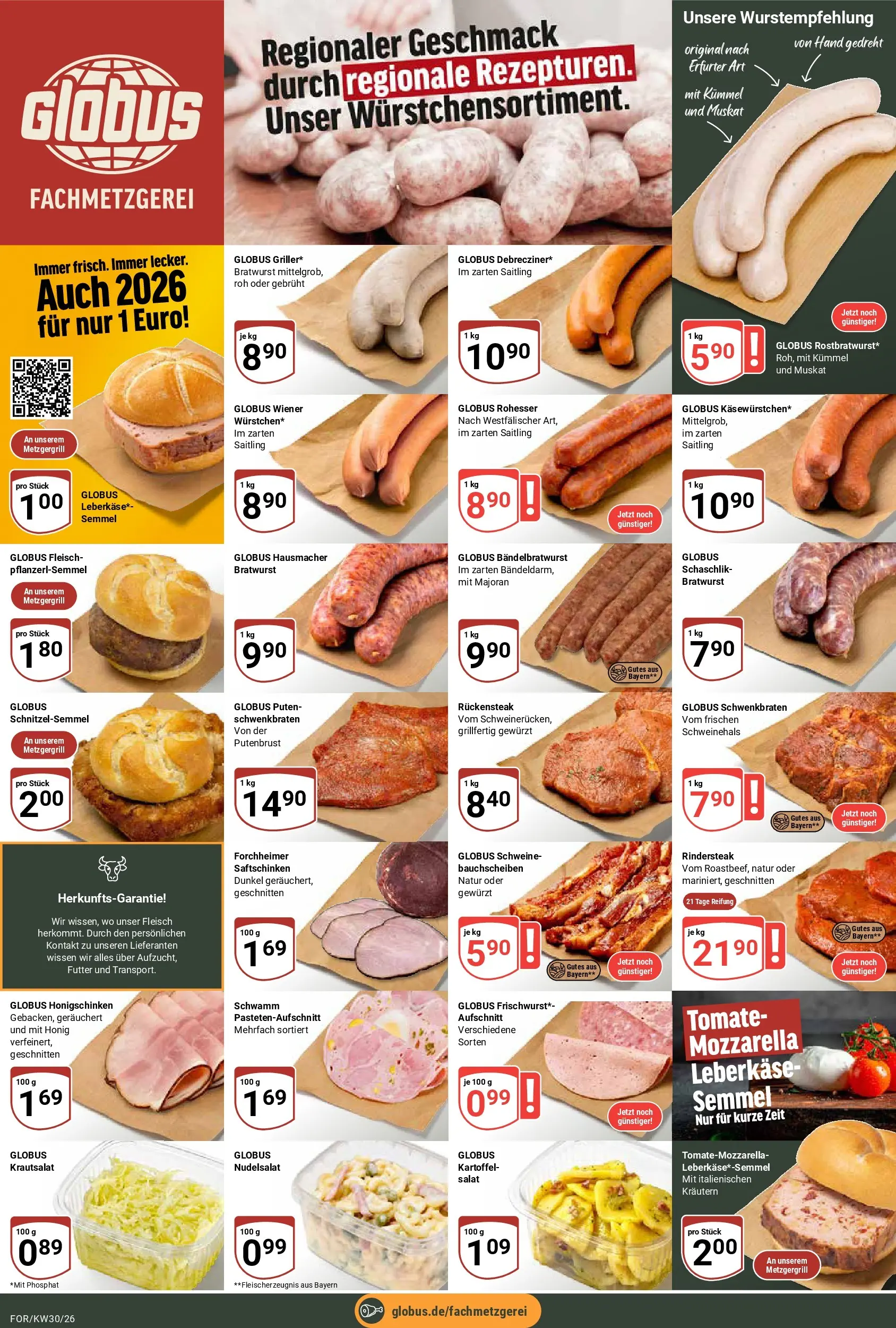 Globus Prospekt Forchheim (ab 20.07.2026) » Angebote online | Seite: 11 | Produkte: Mozzarella, Bratwurst, Fleisch, Salat